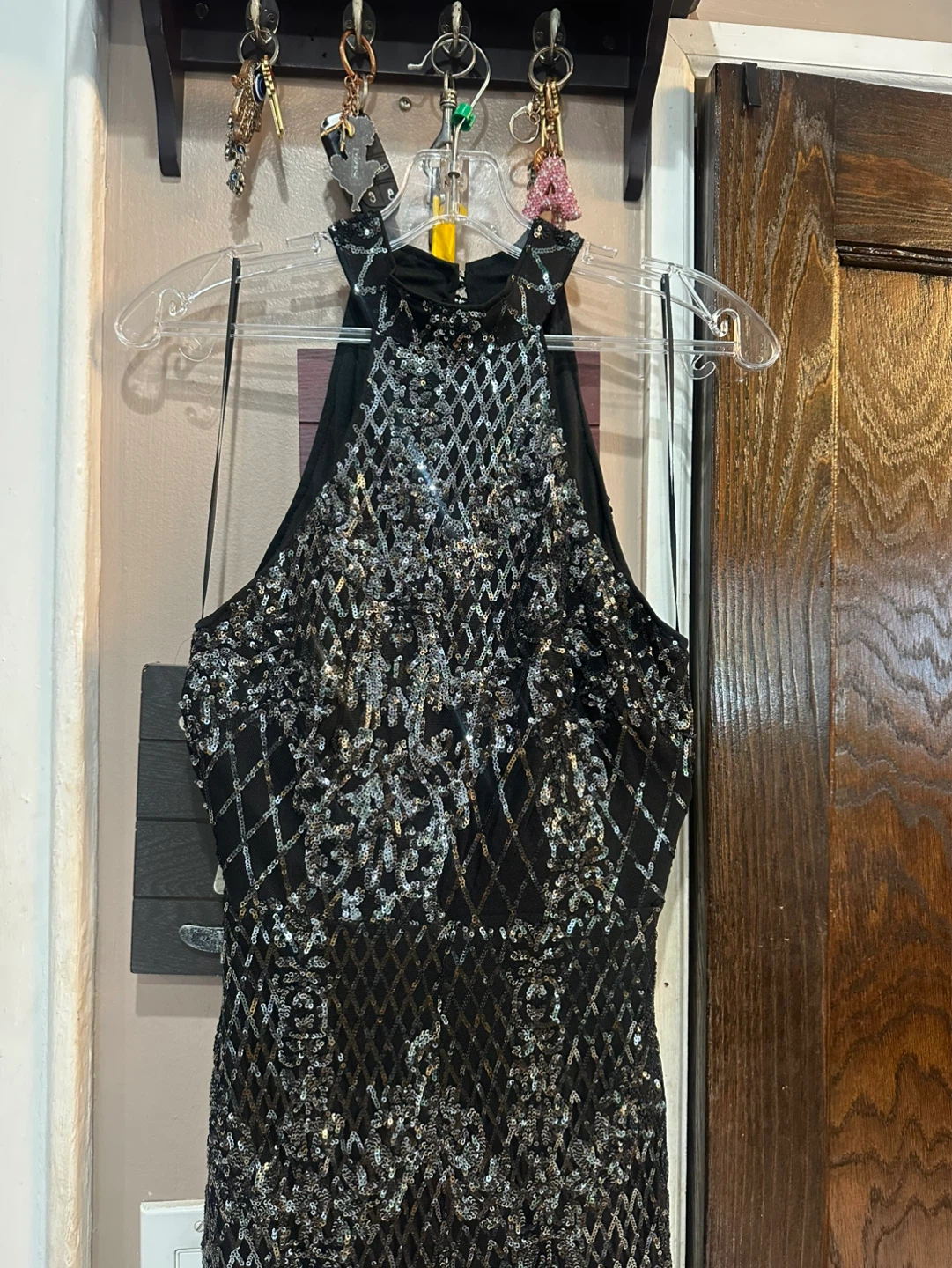 Black Sequin Halter Jumpsuit - photo 2