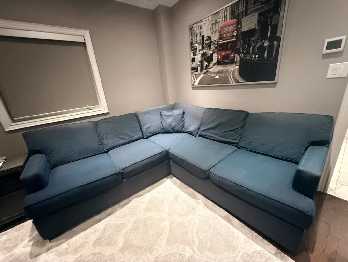 Dark Blue Sectional Sofa - photo 4
