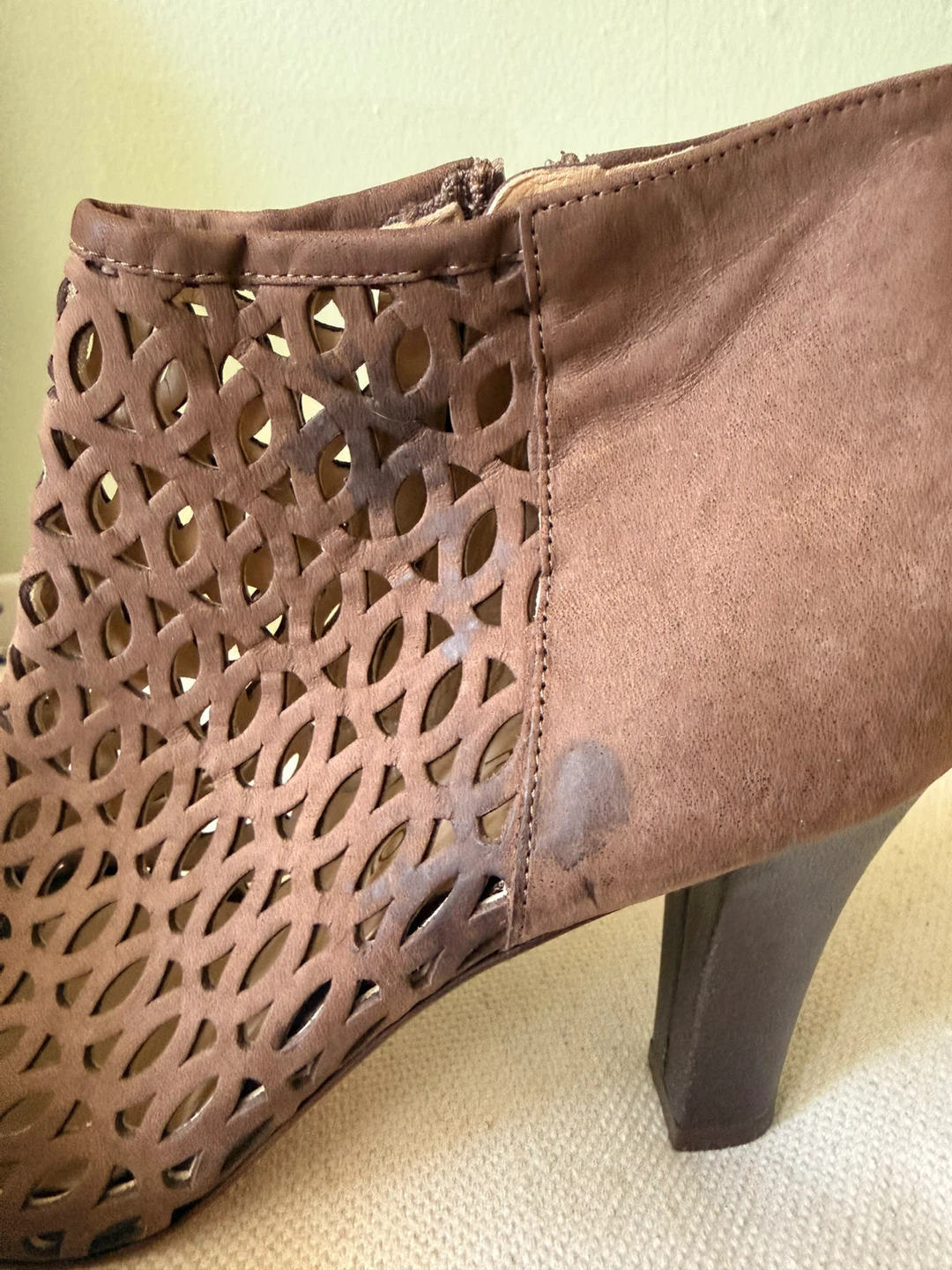 Vince Camuto Brown Suede Cutout Peep-Toe Booties - photo 3