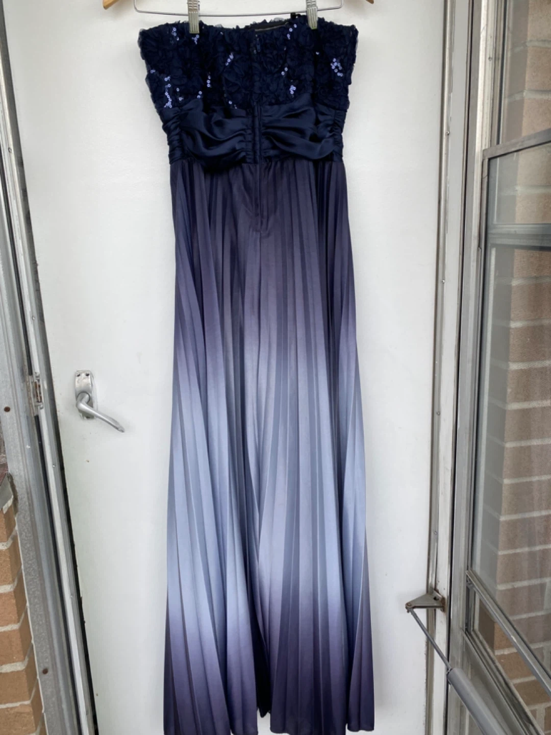 Strapless Ombre Beaded Maxi Dress