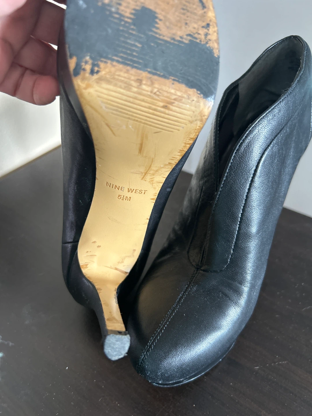 Nine West Black Leather Ankle Boots Size 5M