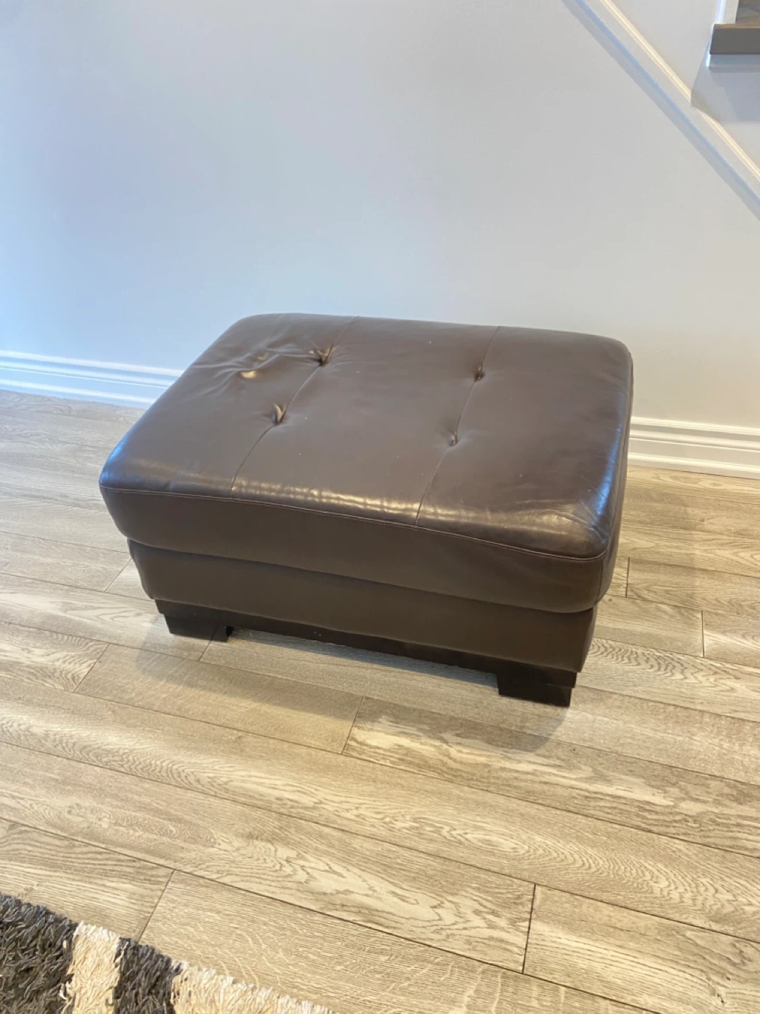 Brown Leather Tufted Ottoman Footrest