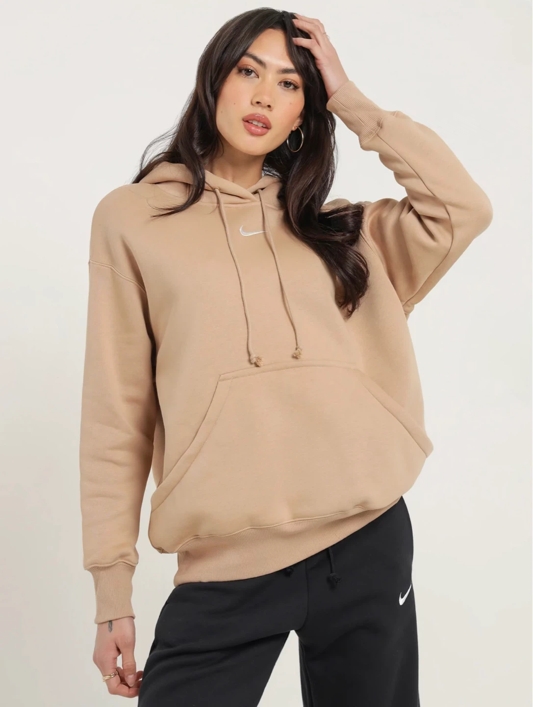 Nike Women’s Phoenix Oversized Fleece Pullover Beige Hoodie