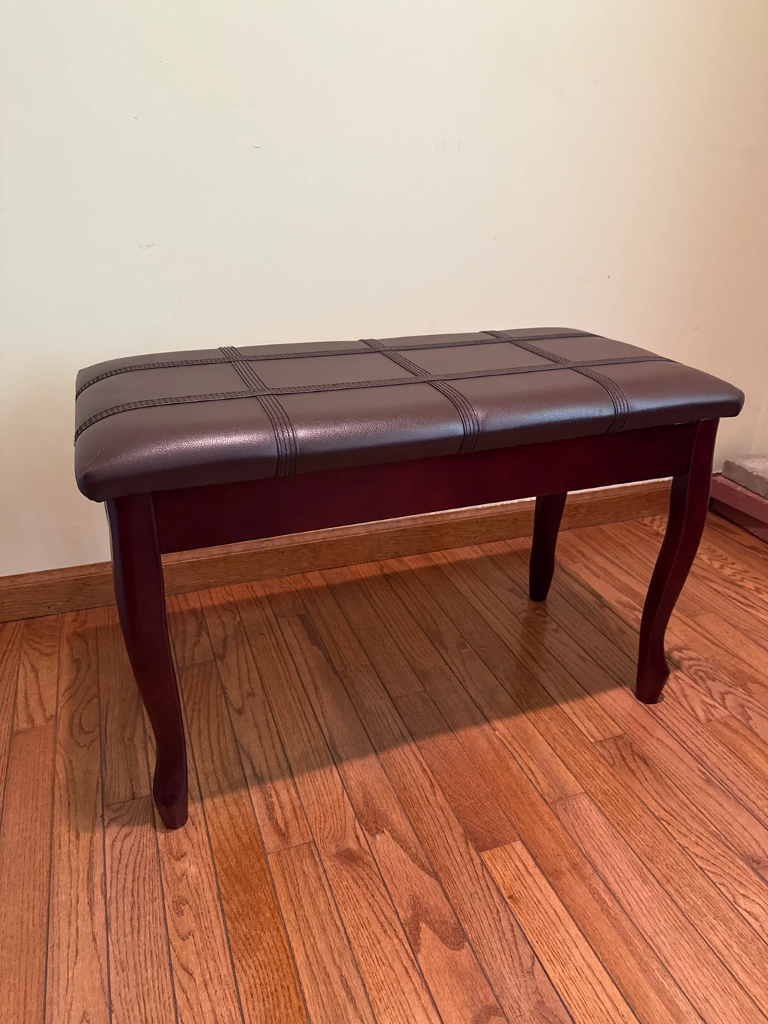 Dark Brown Storage Piano Bench with Tufted Seat