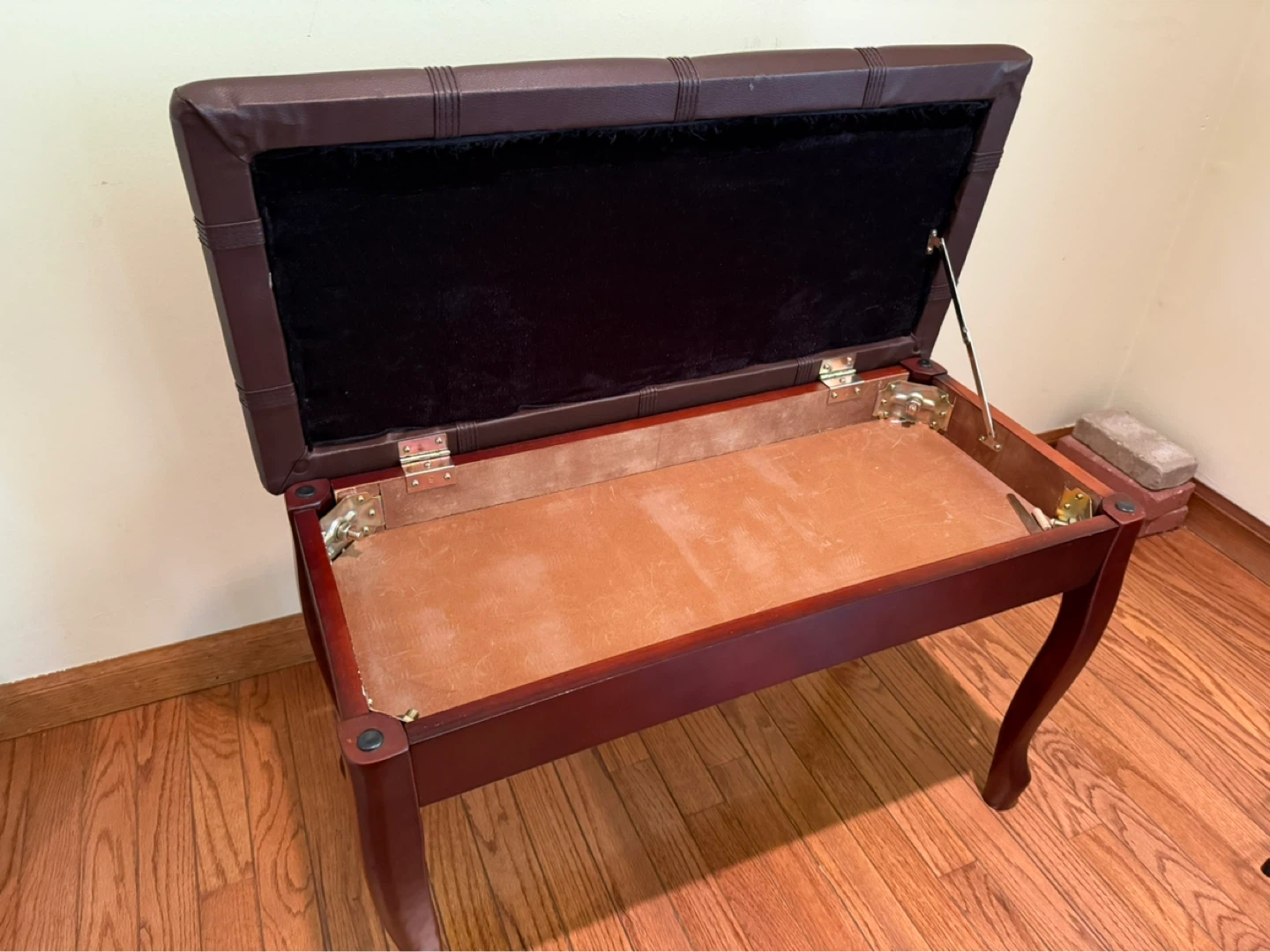Dark Brown Storage Piano Bench with Tufted Seat - photo 2