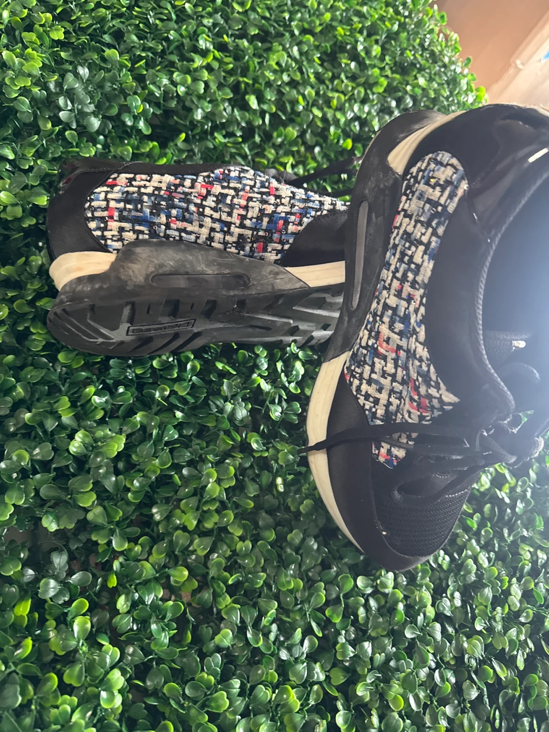 Black fashion sneakers with colorful tweed accents - photo 2