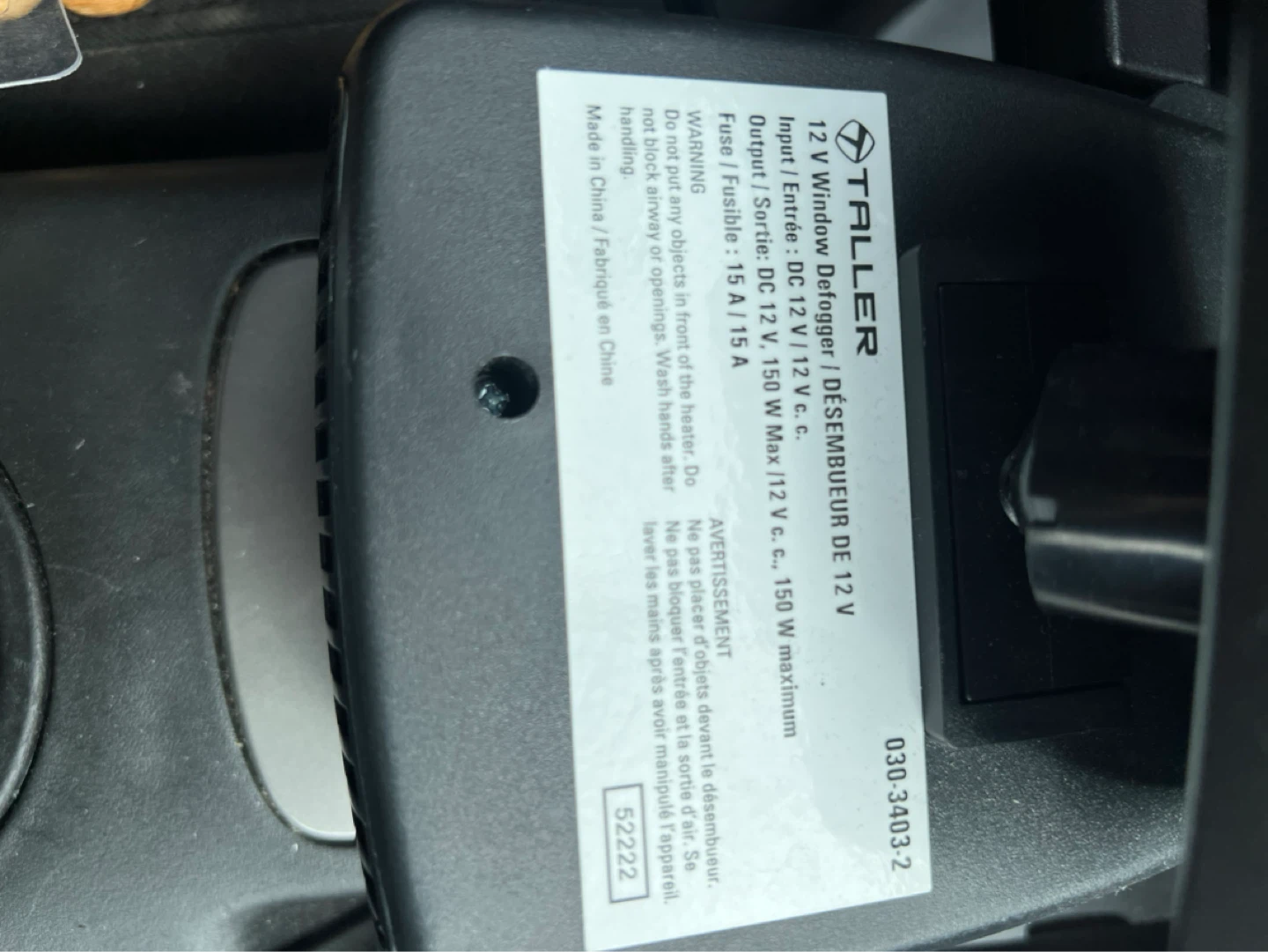 Taller 12V Window Defogger Car Heater