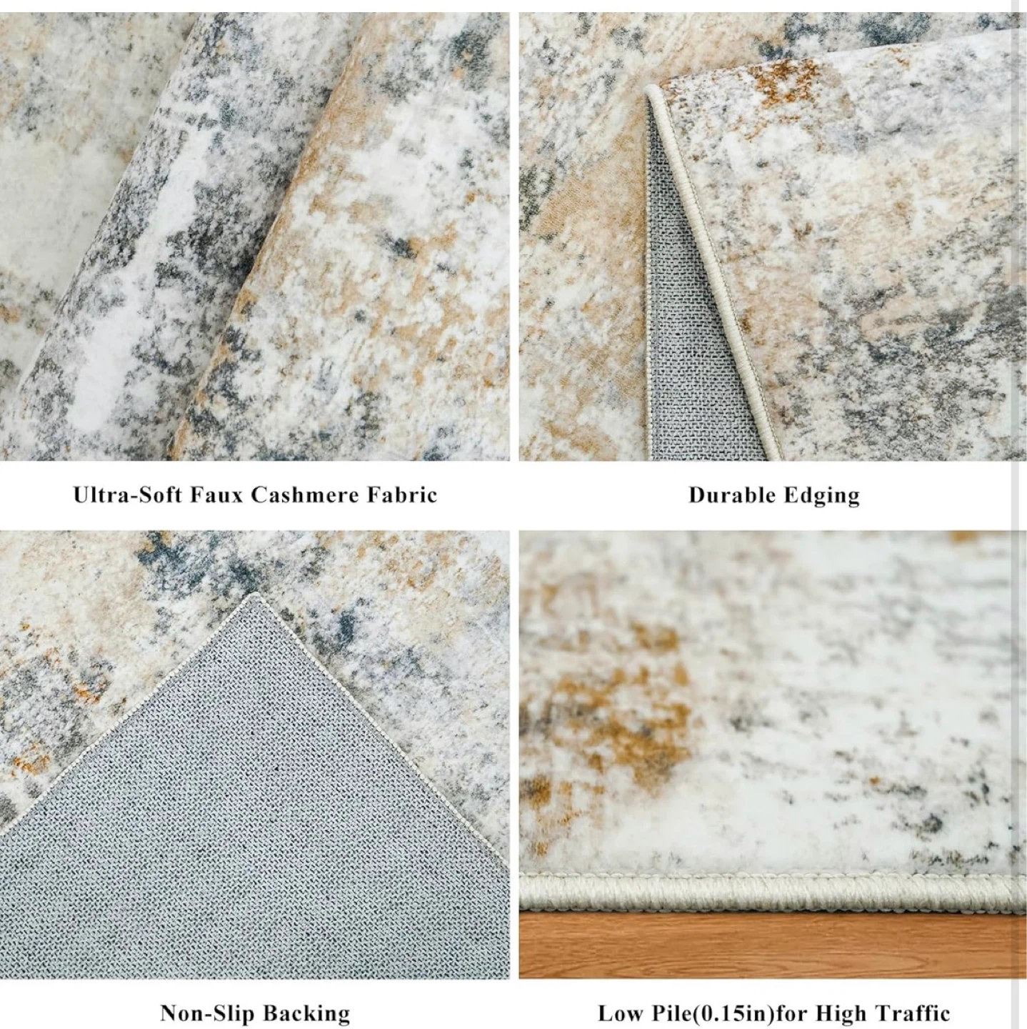 Area Rug - 4' x 10' - Gold & Grey Abstract Design - photo 5