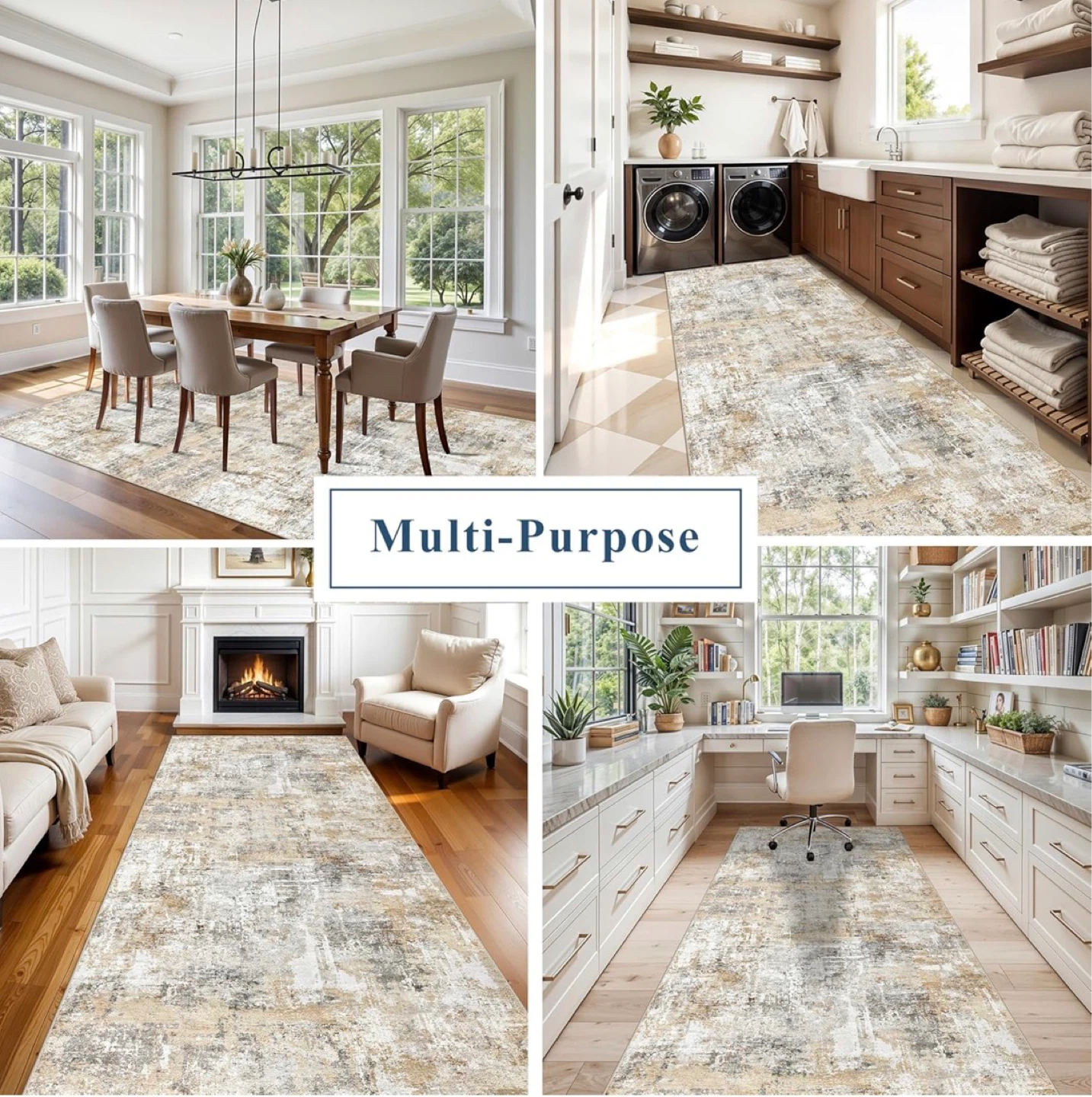 Area Rug - 4' x 10' - Gold & Grey Abstract Design - photo 4