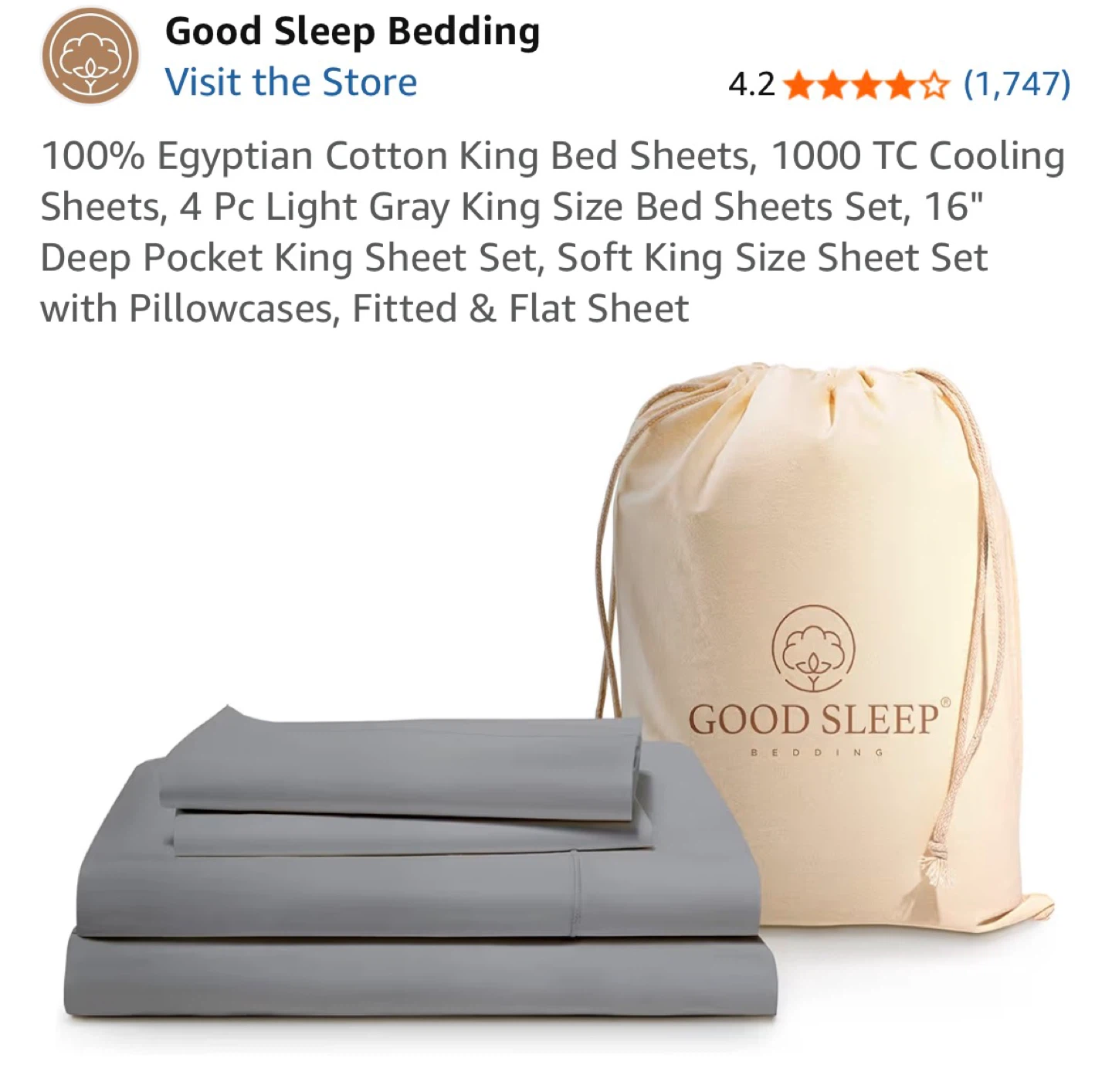 Good Sleep Bedding King Size Sheet Set