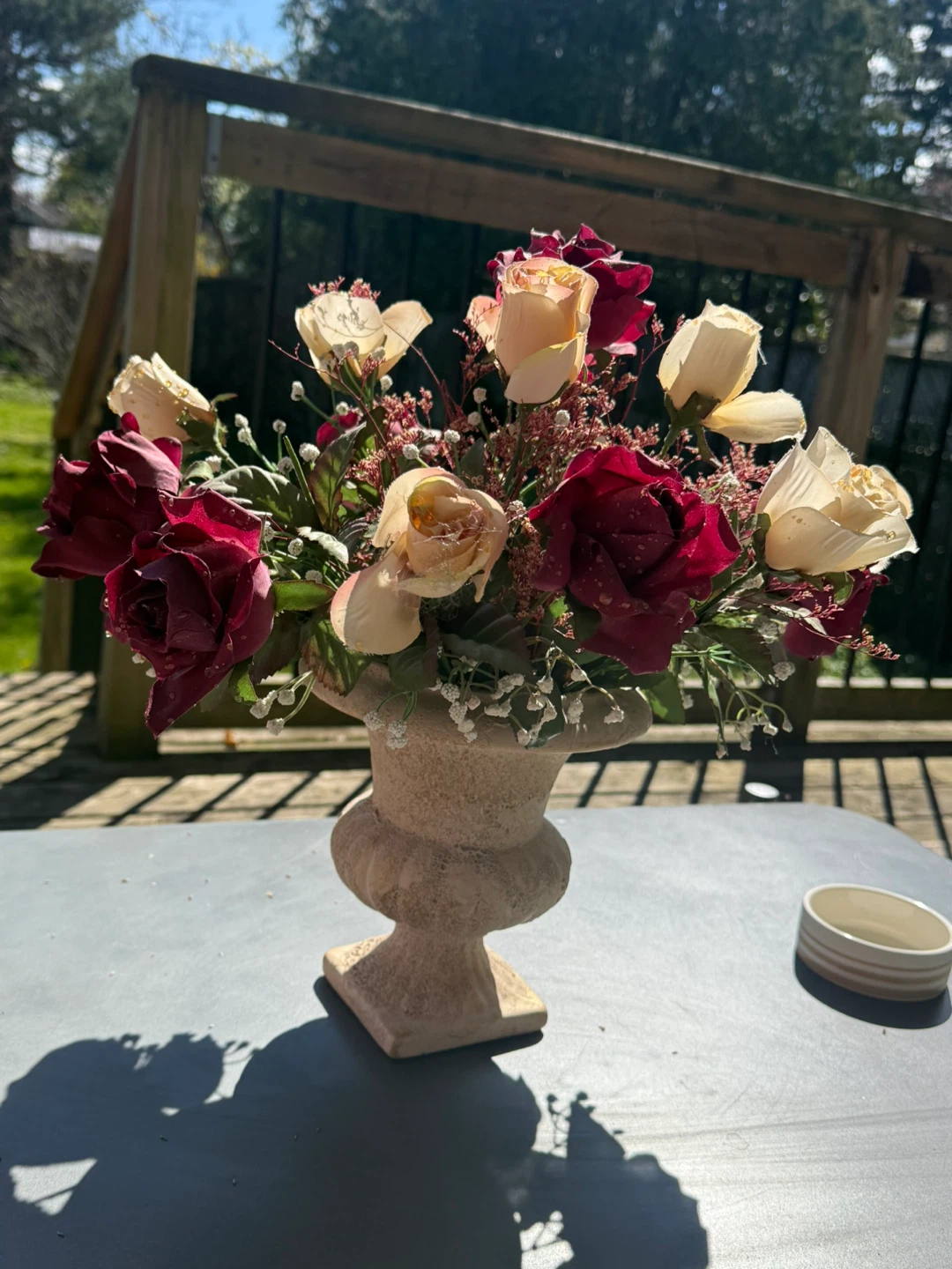 Artificial Rose Arrangement in Urn Vase - photo 3