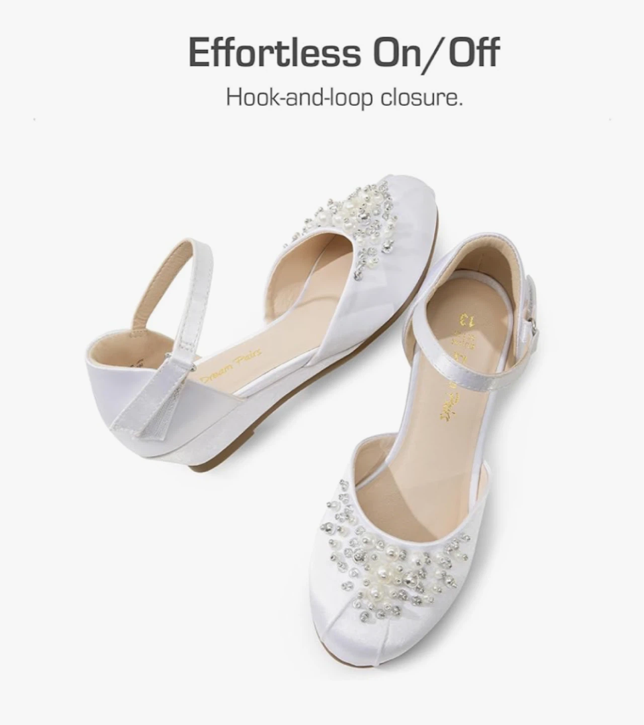 White Satin Wedge Shoes with Rhinestones & Pearls - photo 3