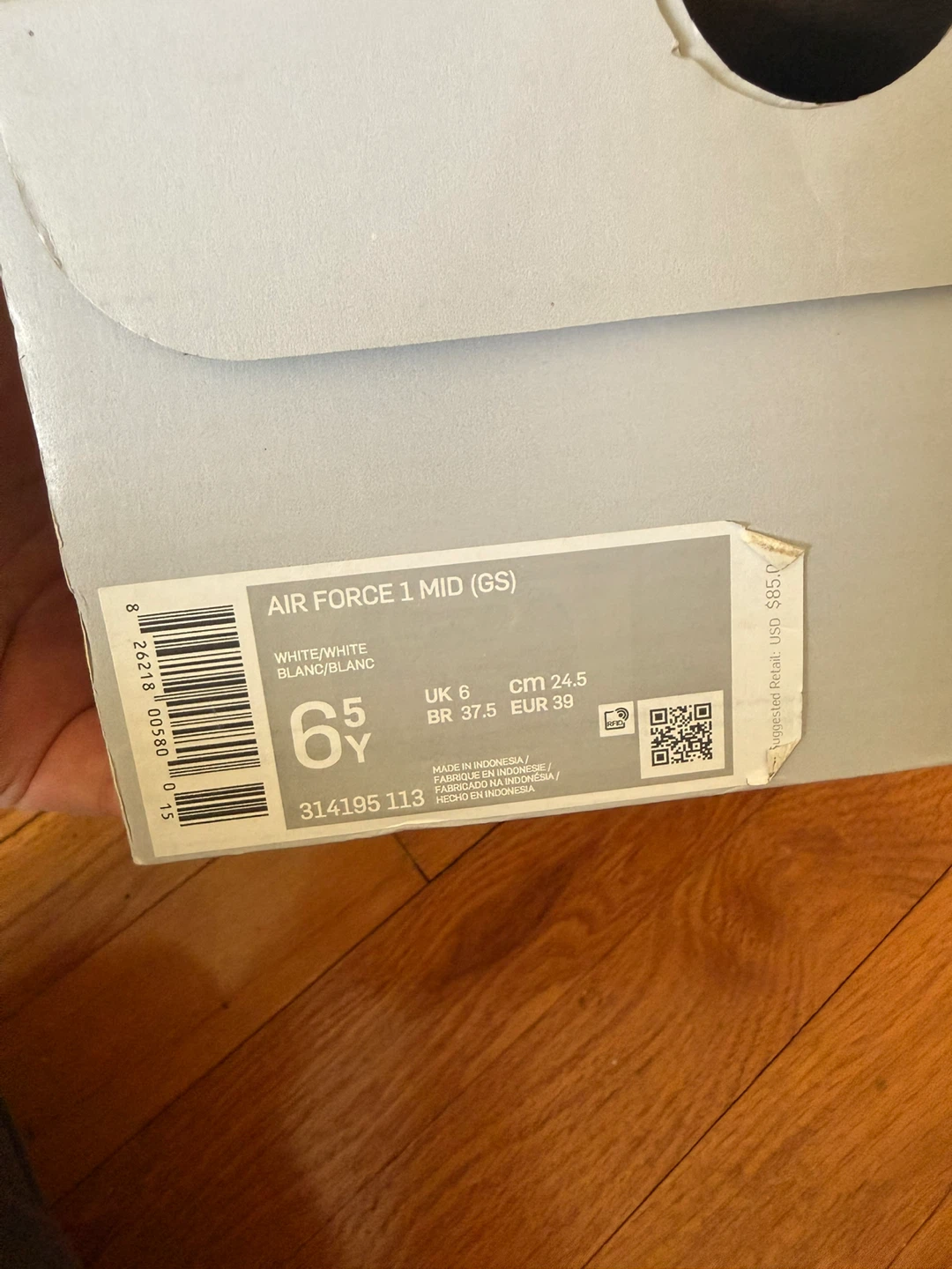 Nike Air Force 1 Mid GS White Leather Sneakers - photo 4