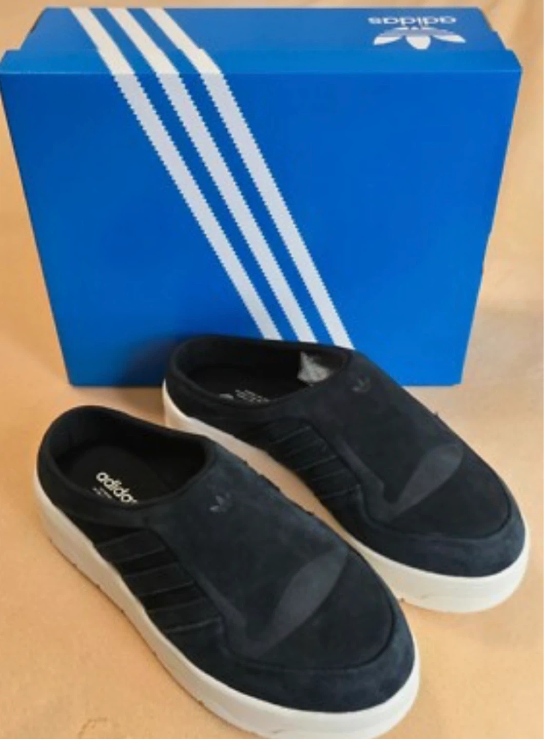 Adidas Black Suede Mules with Box
