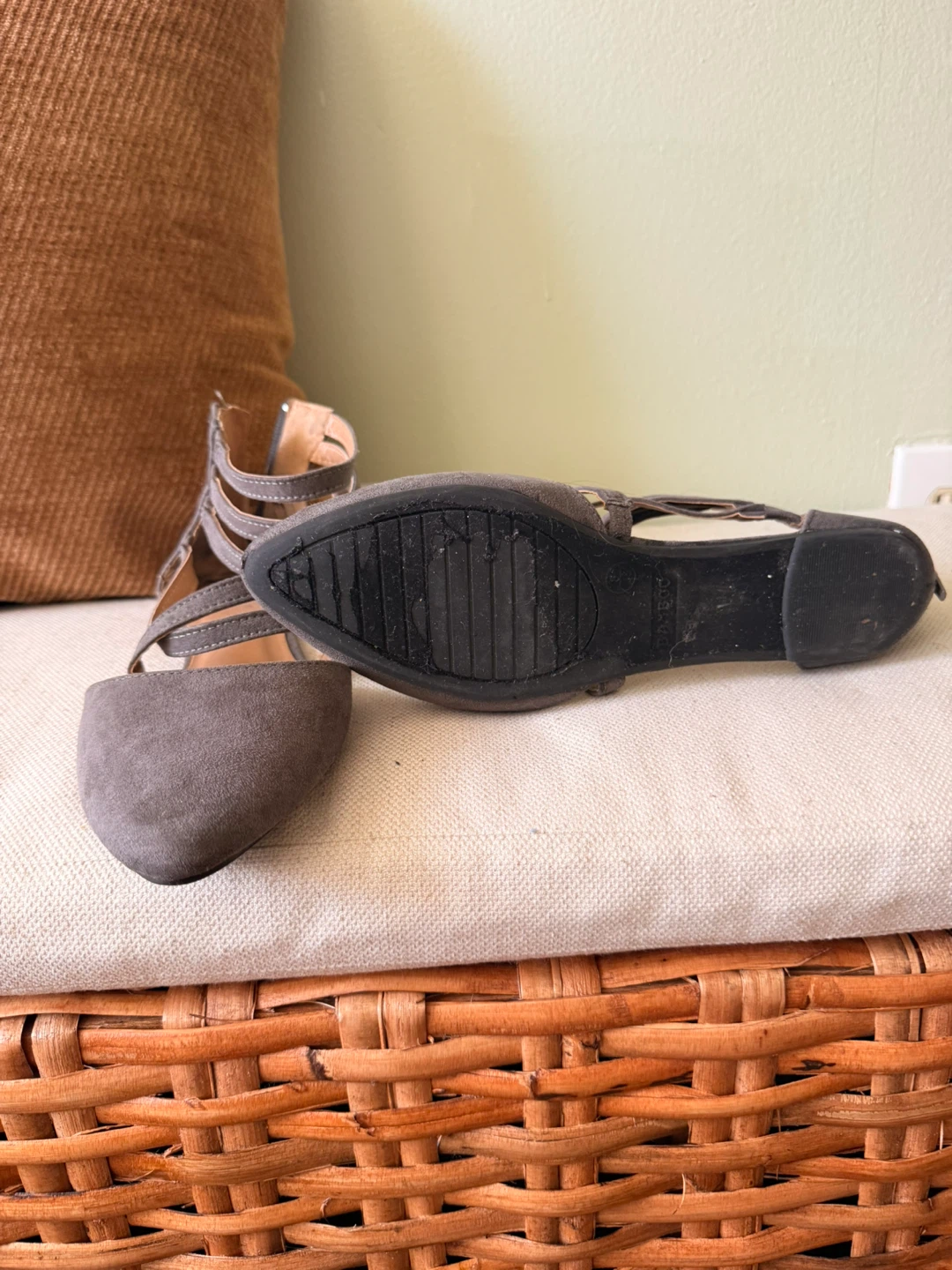 American Eagle Grey Faux Suede Ballet Flats