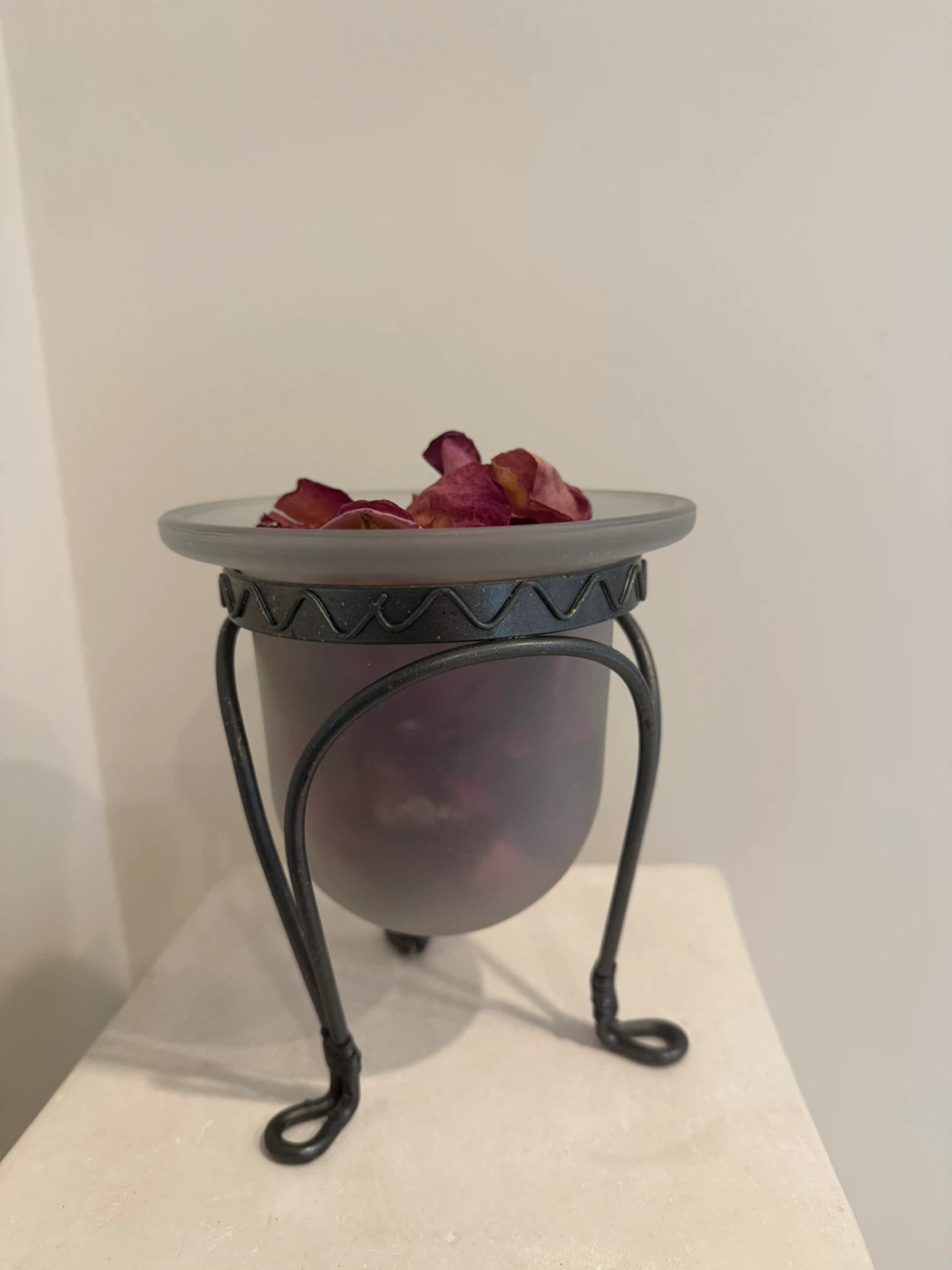 Frosted Glass with Metal/Rod Iron Stand -Reduced! - photo 4
