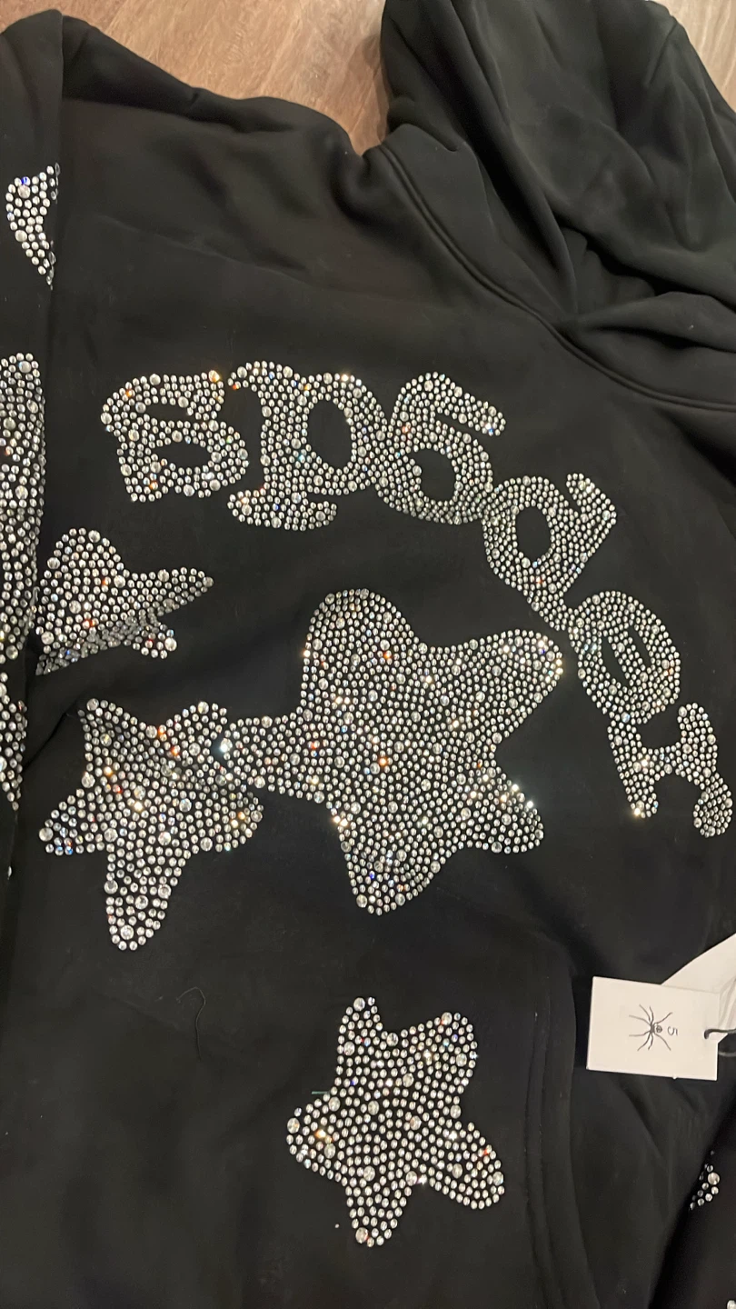 SP5DER Black Rhinestone Hoodie Size Medium - photo 2