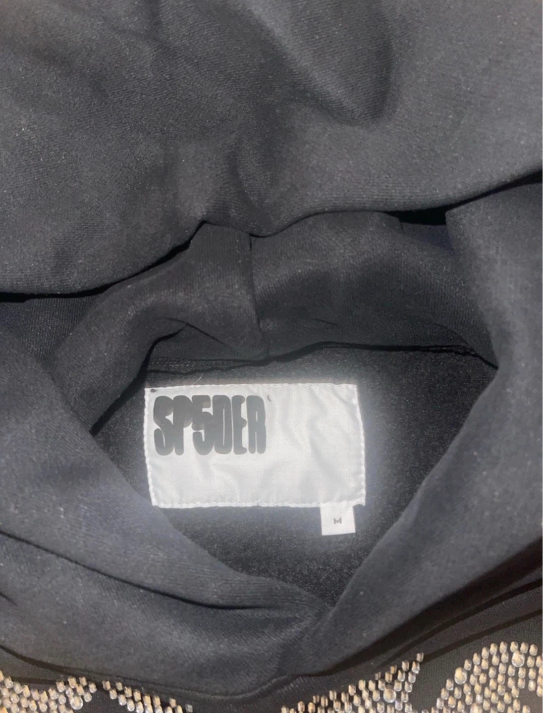 SP5DER Black Rhinestone Hoodie Size Medium - photo 5