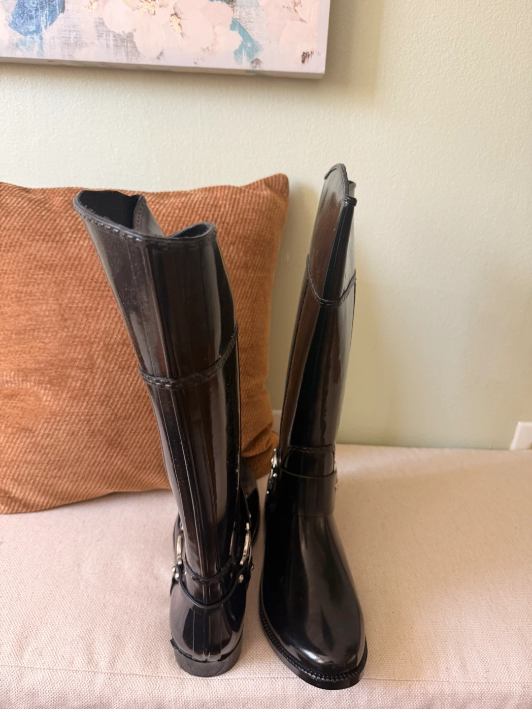 Michael Kors Fulton Harness Tall Rain Boots Black Size 8M - photo 3
