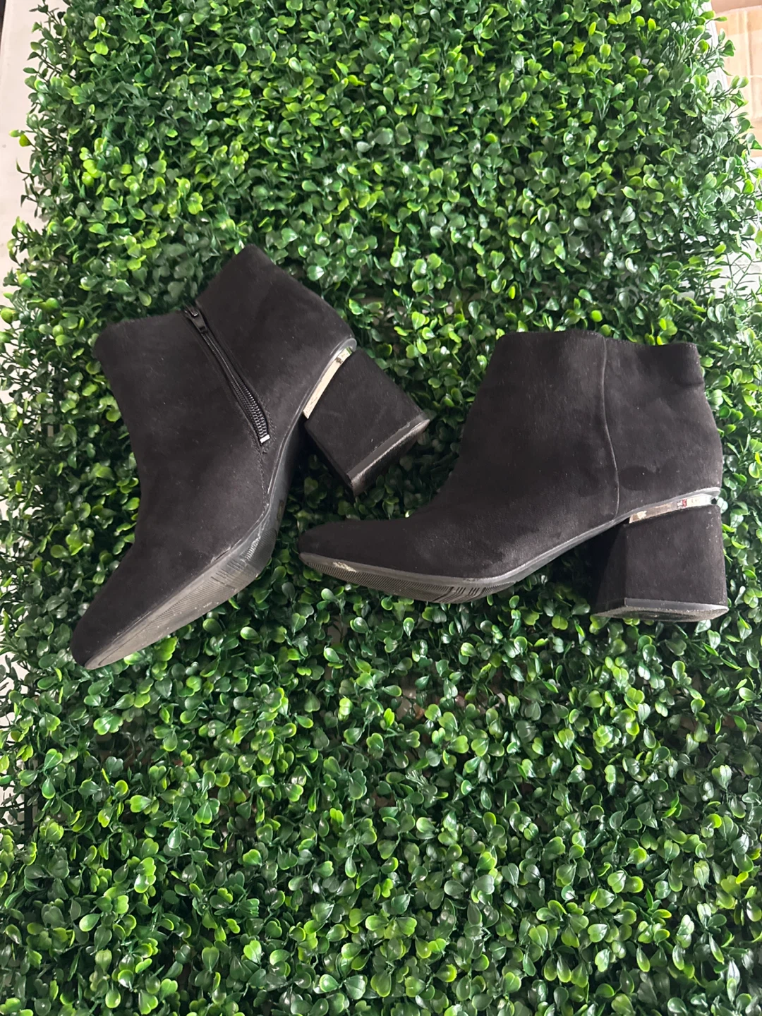 Black Suede Ankle Boots with Block Heel - photo 2