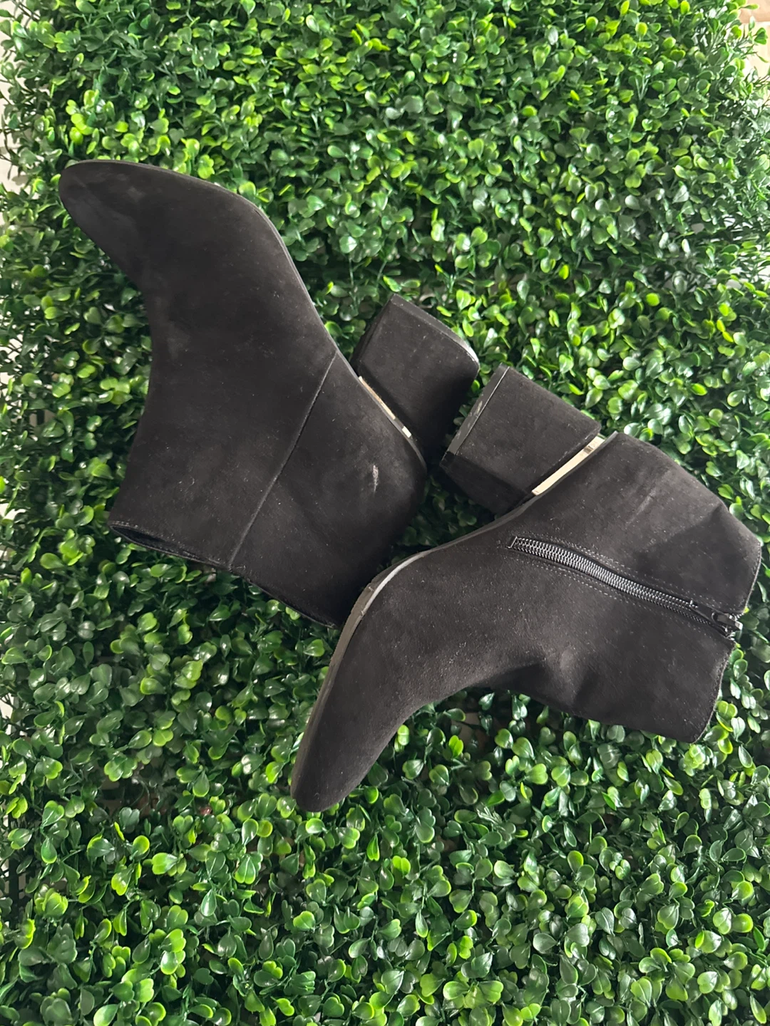 Black Suede Ankle Boots with Block Heel - photo 4