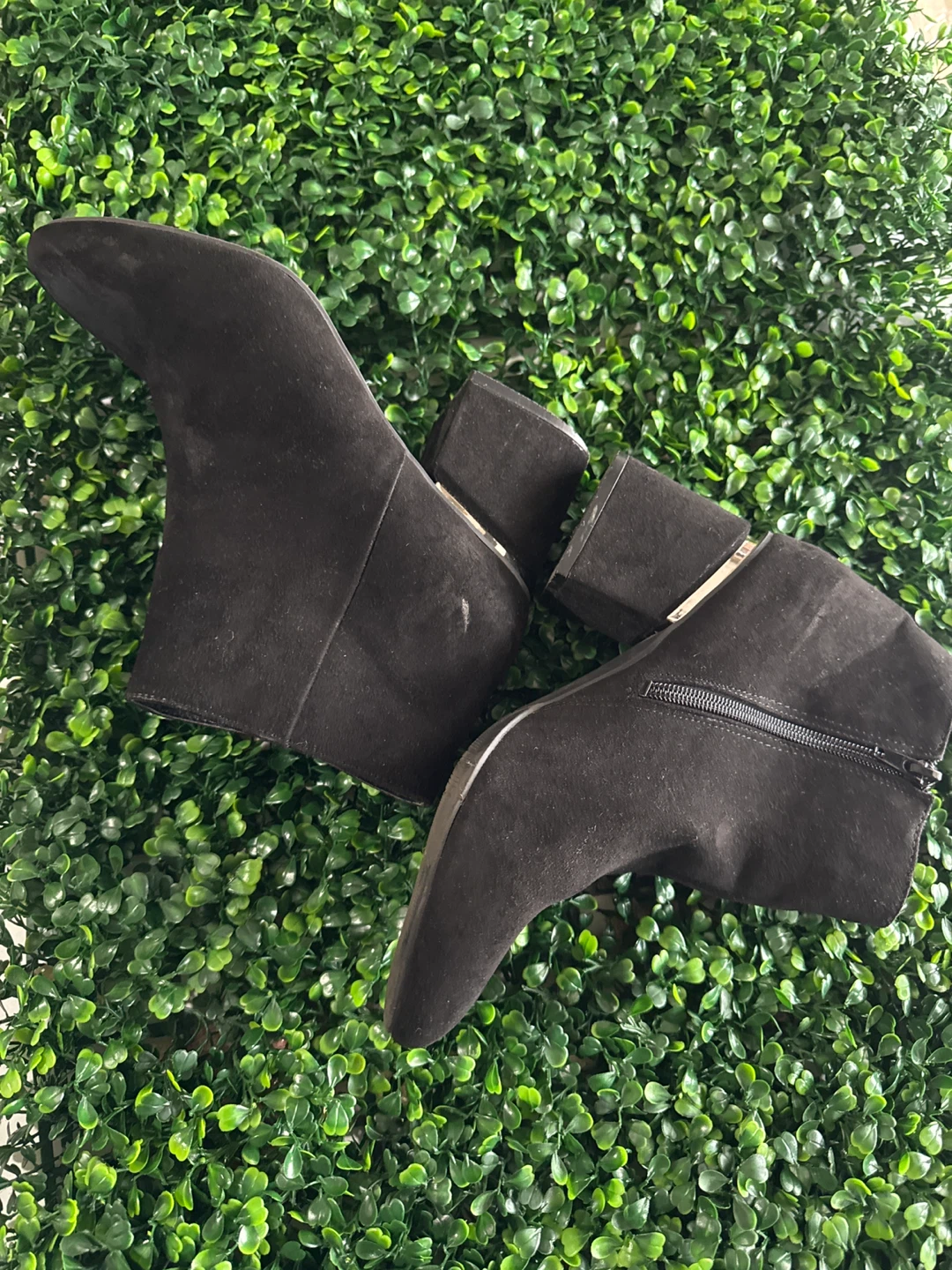 Black Suede Ankle Boots with Block Heel - photo 3