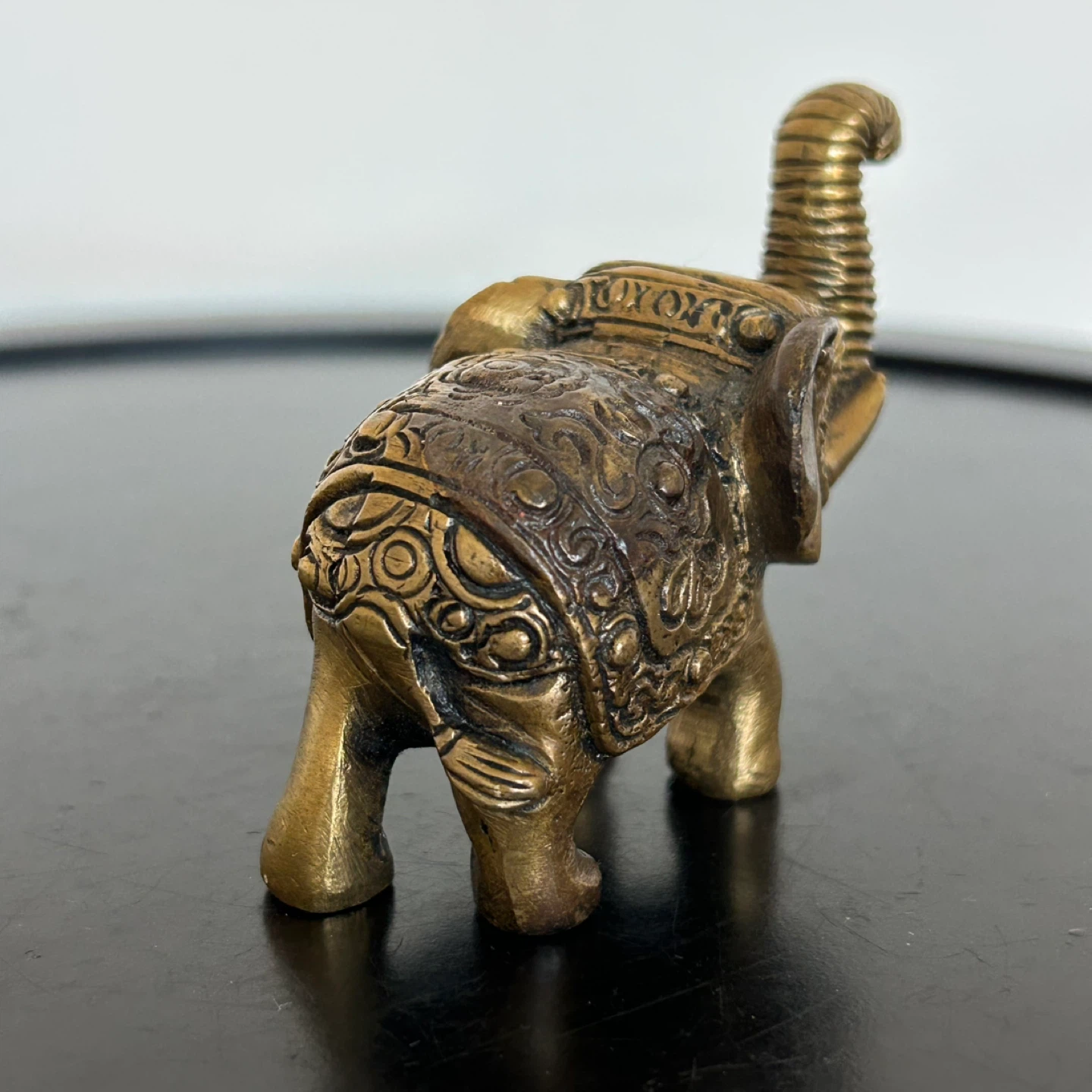 Vintage Ornate Brass Mini Elephant Figurine  - 2.5" - photo 3