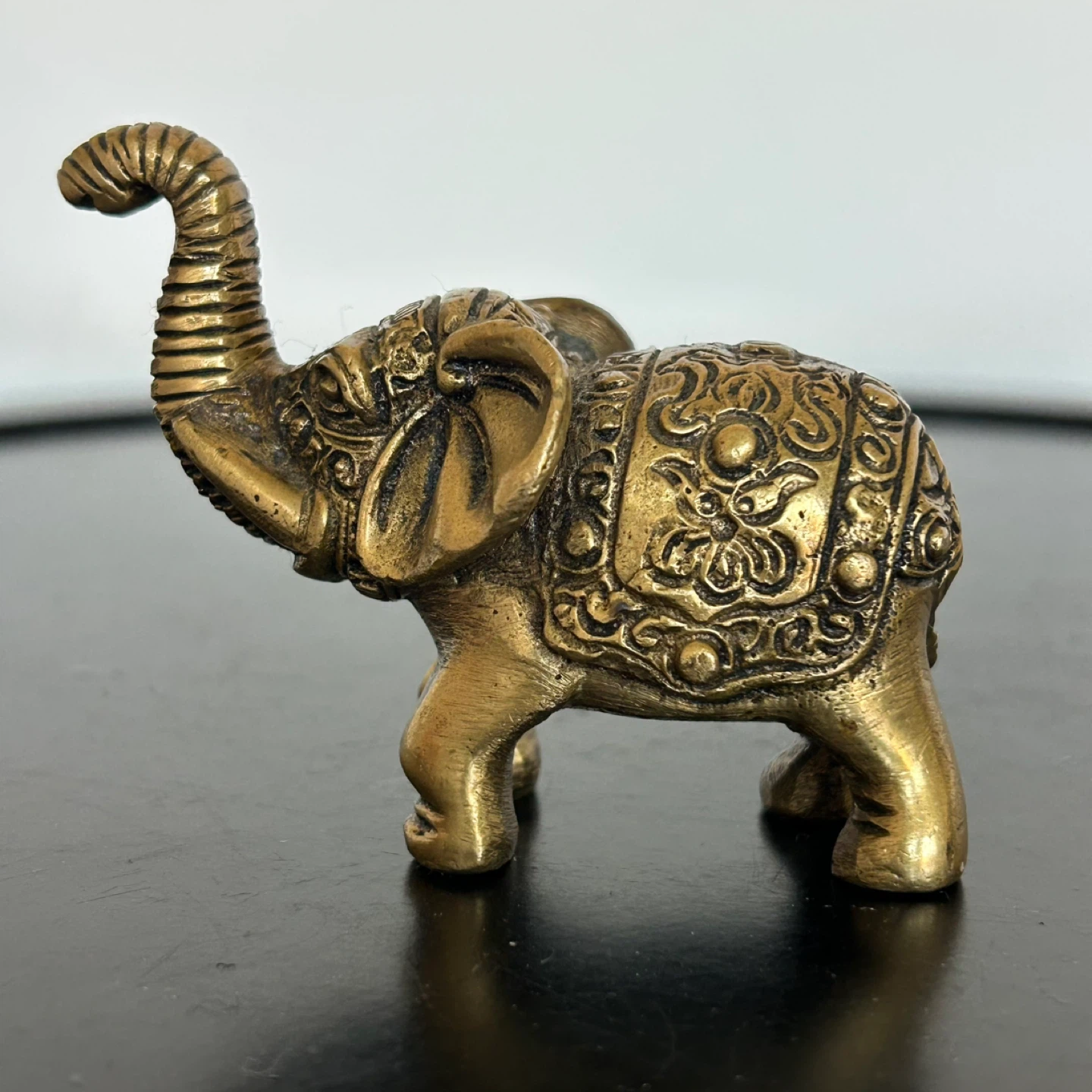 Vintage Ornate Brass Mini Elephant Figurine  - 2.5" - photo 4