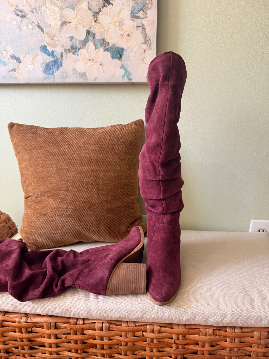 Nine West Burgundy Suede Slouchy Booties - Size 8.5 - photo 2