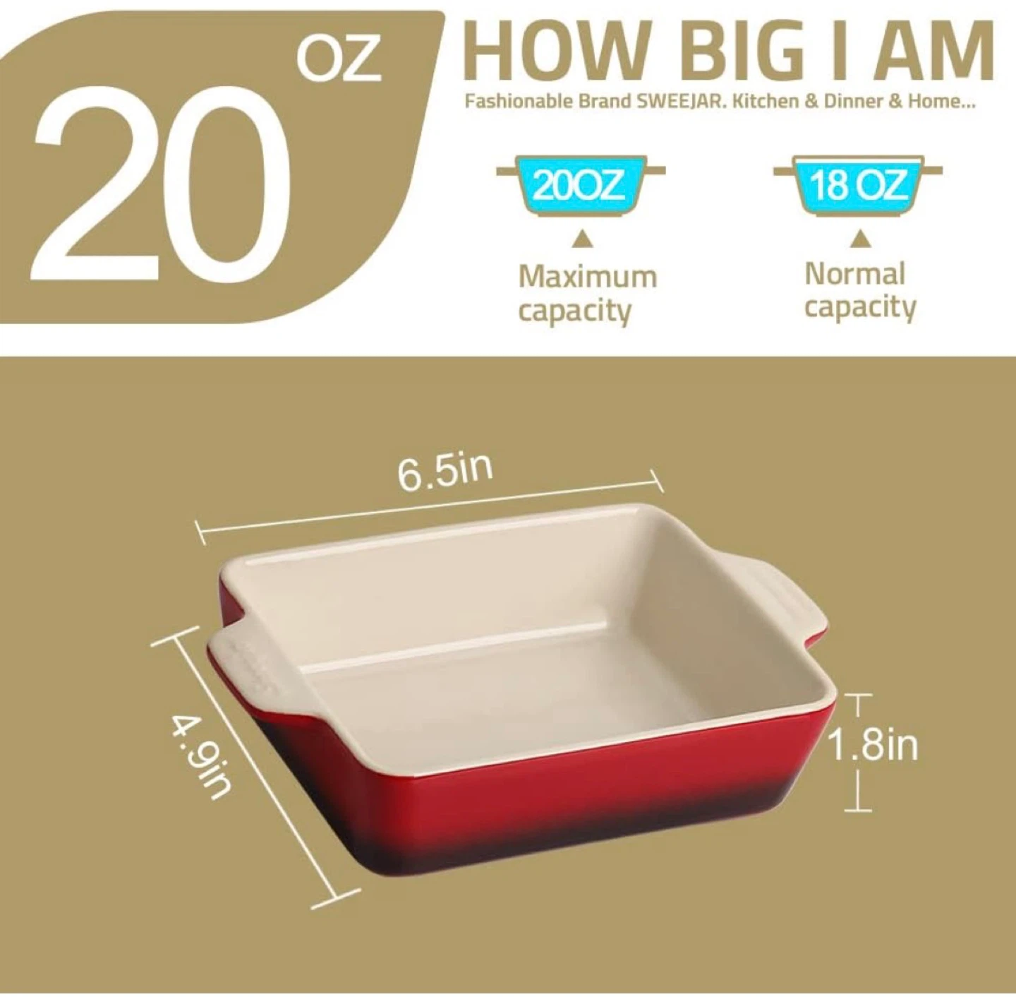 Sweejar Ceramic Baking Dish 20oz - photo 2