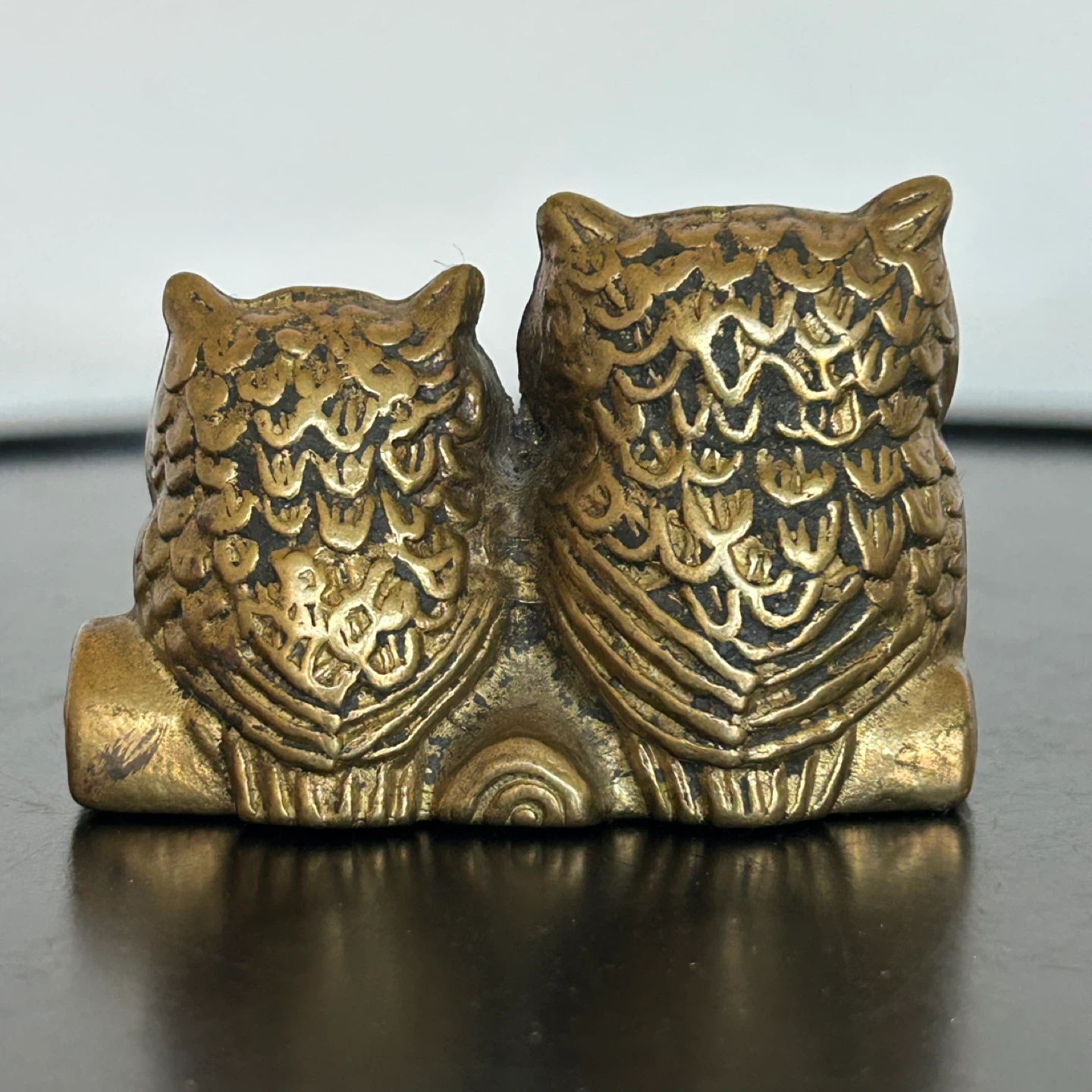 Vintage Brass Two Mini Owls  Figurine - MCM - 2" Tall - photo 5