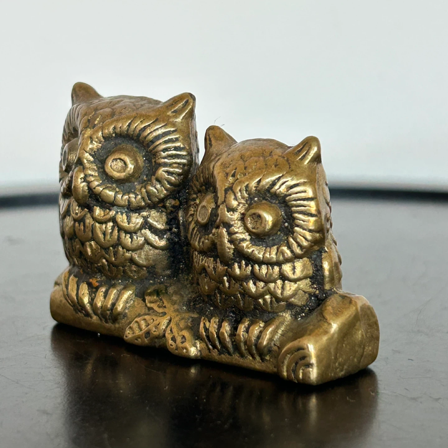 Vintage Brass Two Mini Owls  Figurine - MCM - 2" Tall - photo 4