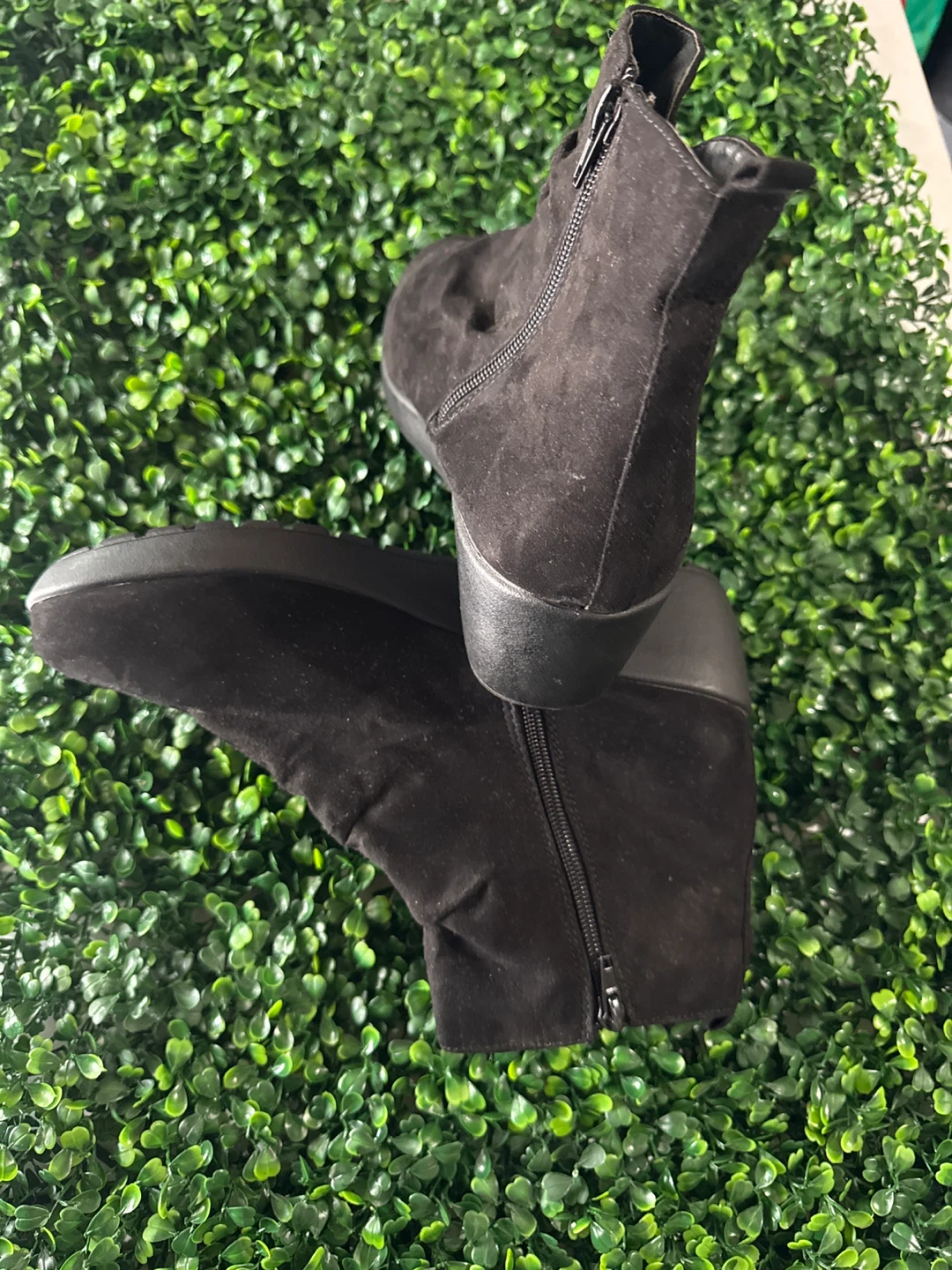 Black Suede Wedge Booties - photo 4