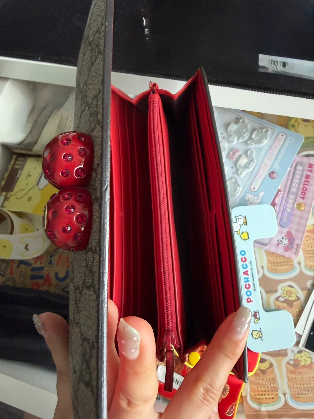 Gucci Monogram Wallet with Cherry Embellishment - photo 3