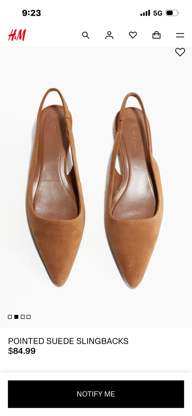Pointed Suede Slingbacks - Tan size 7 - photo 5
