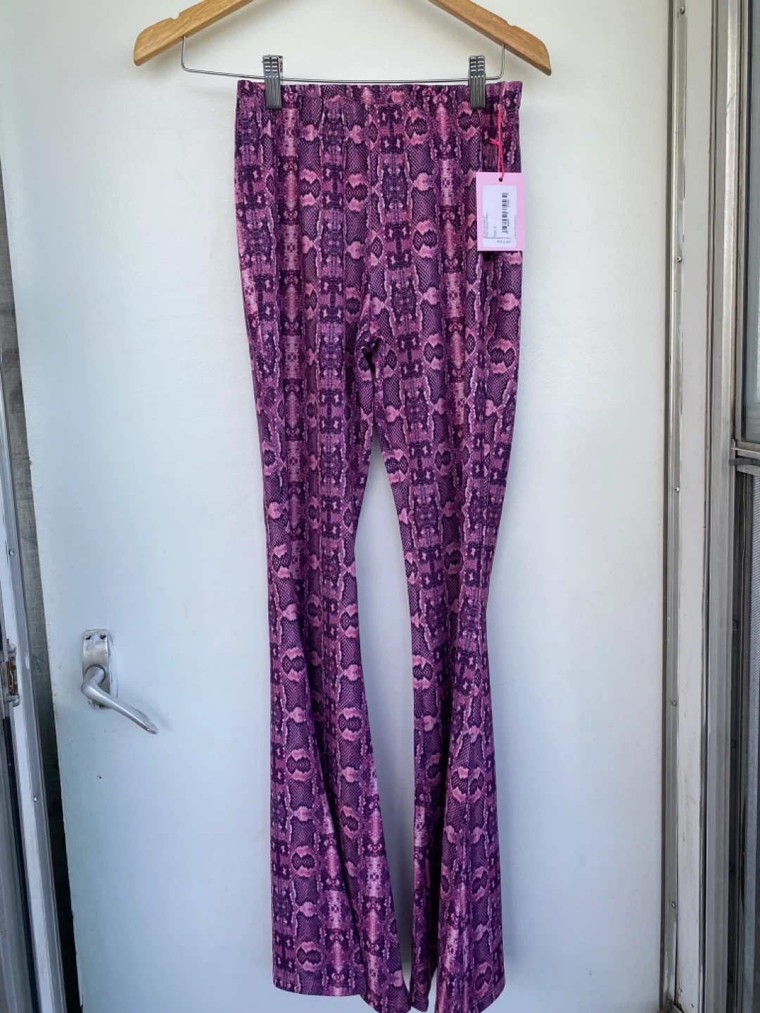 Flared Trousers Size 6 Pink Snake Print