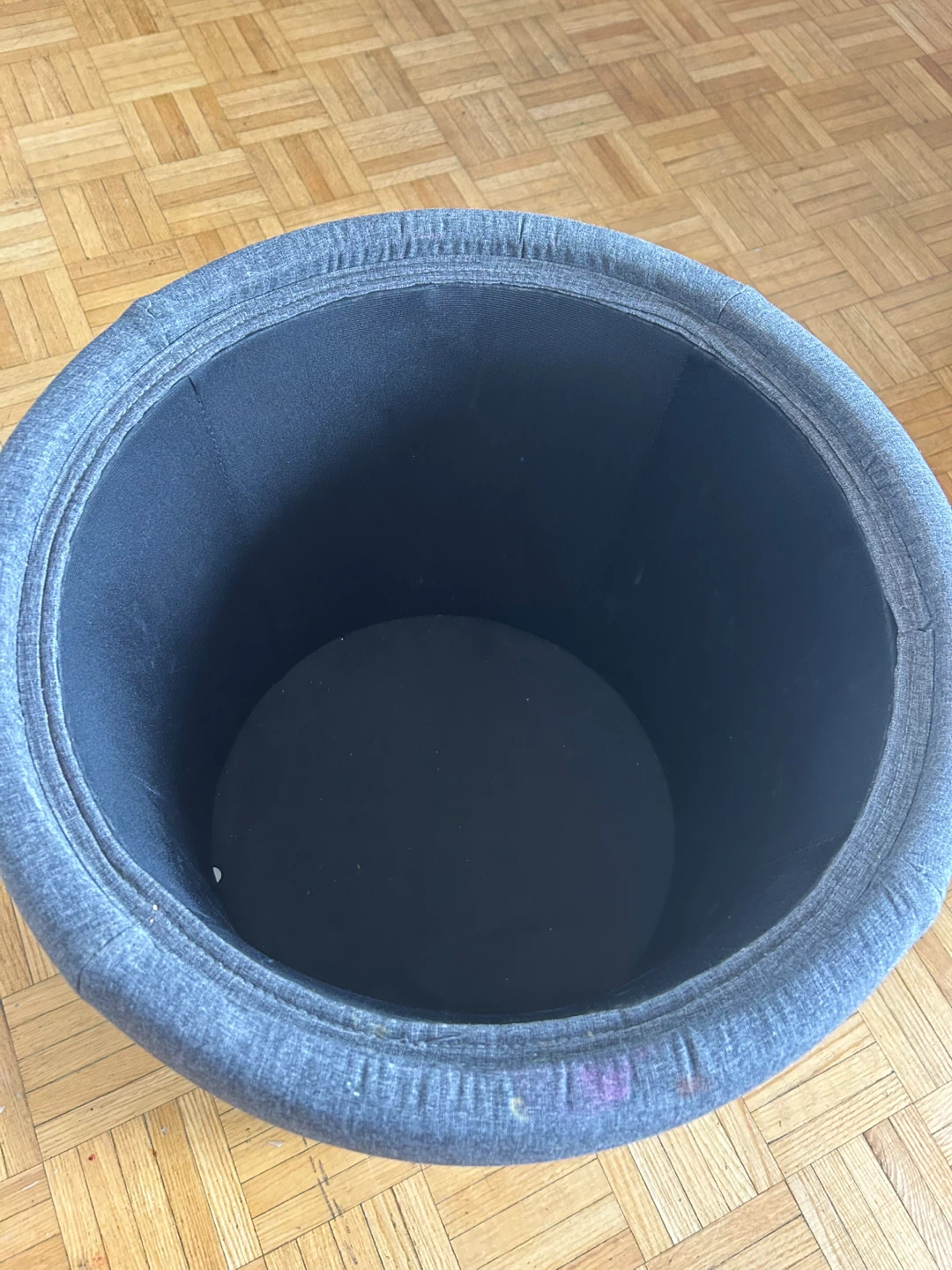 Round Storage Ottoman with Wood Lid - photo 3