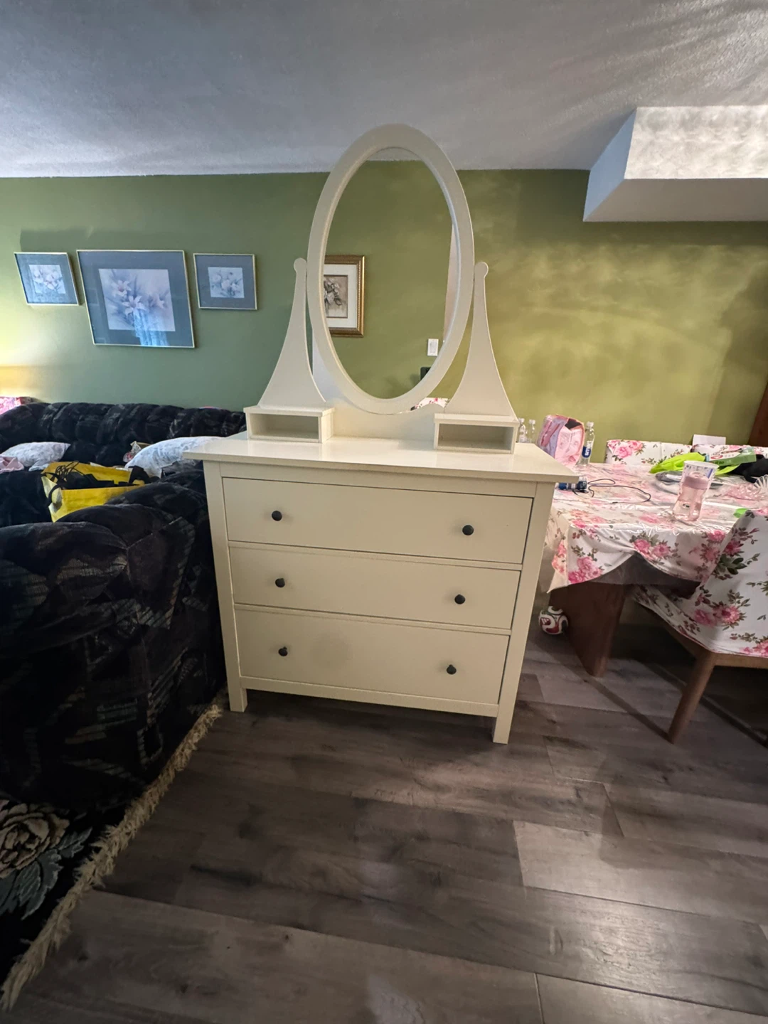 Cream Vanity Dresser with Mirror - photo 2