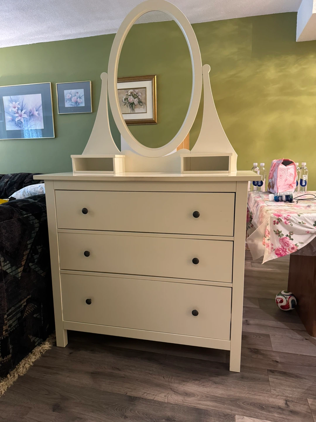 Cream Vanity Dresser with Mirror - photo 3