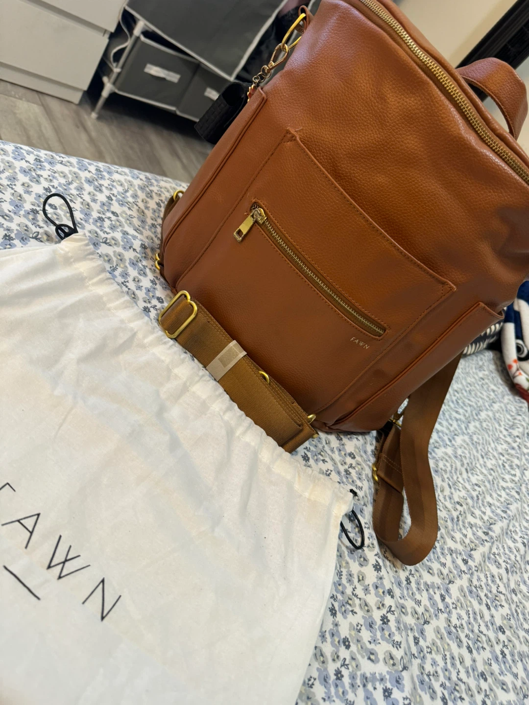Fawn Design Diaper Bag Backpack - Brown Faux Leather - photo 5