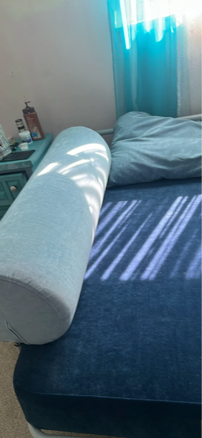 Blue Sofa Bed with Bolster Pillows - photo 2