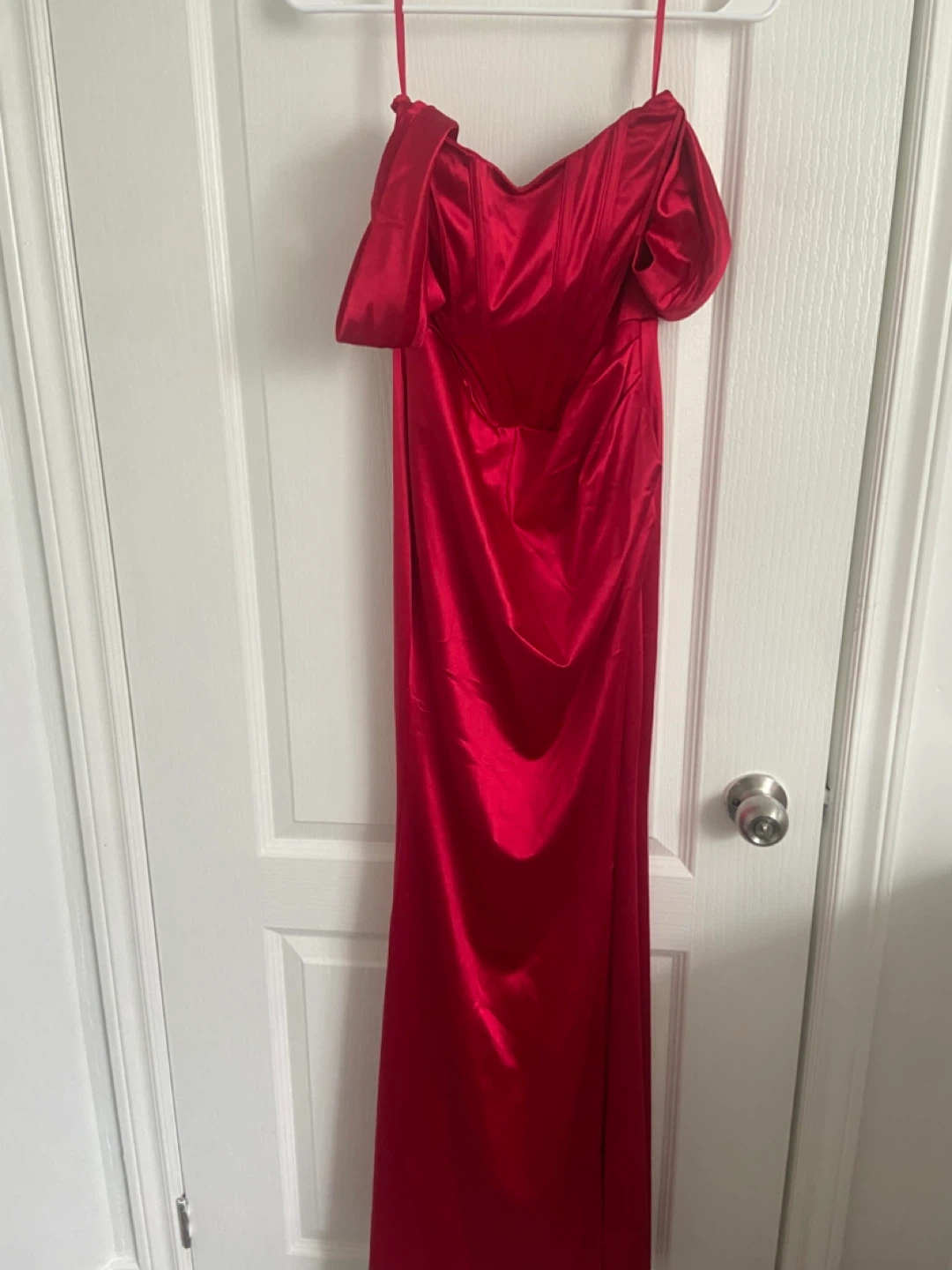 Envy & Grace Red Satin Maxi Dress