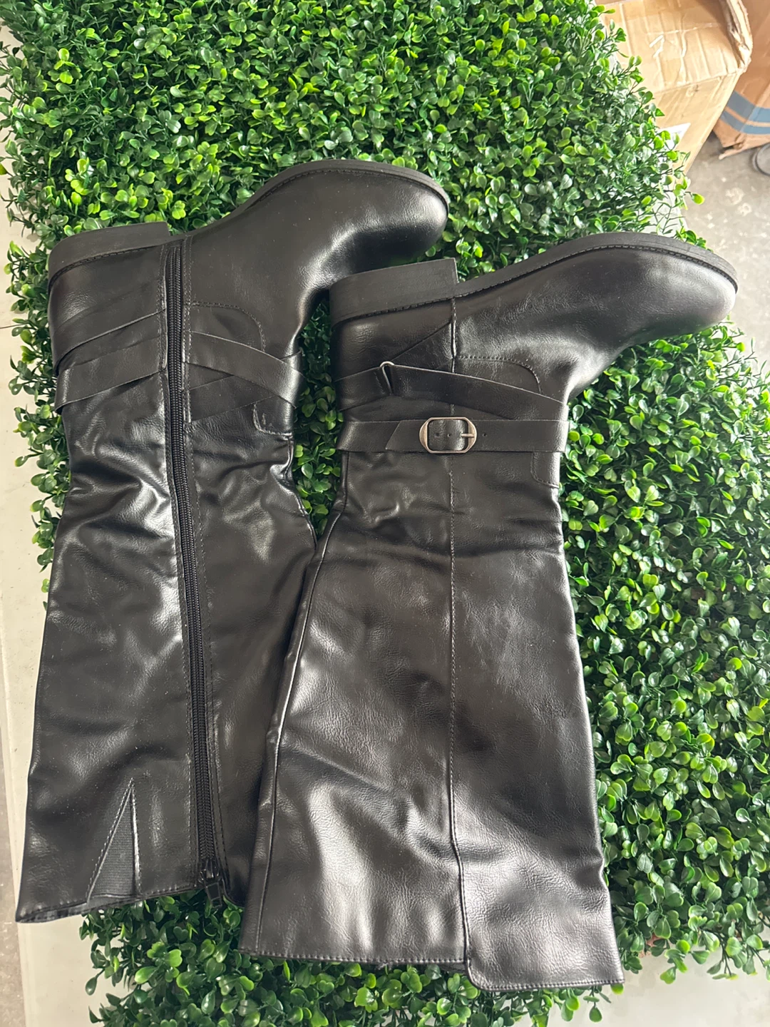 Black Knee-High Boots with Buckle Detail - photo 2