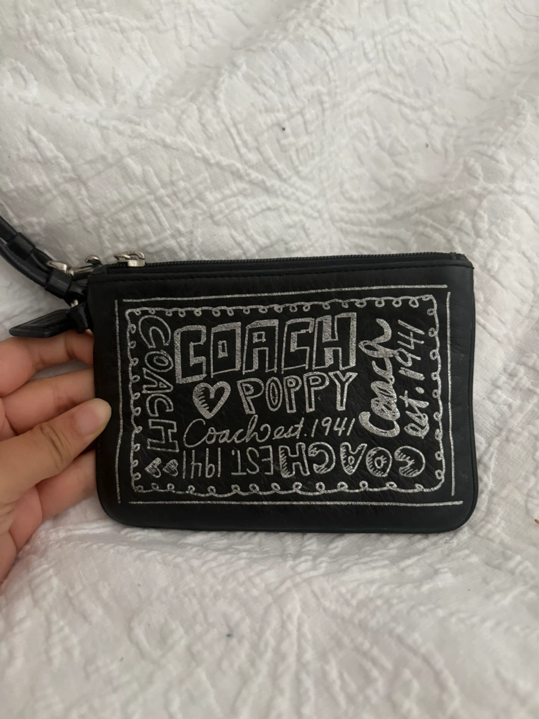 Coach Poppy Wristlet Black Leather