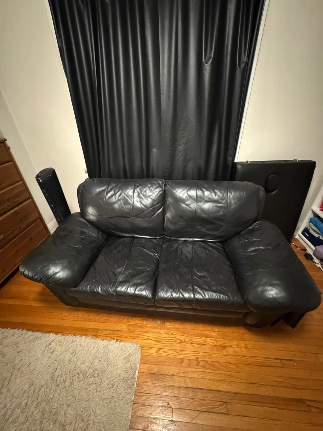Black Faux Leather Sofa