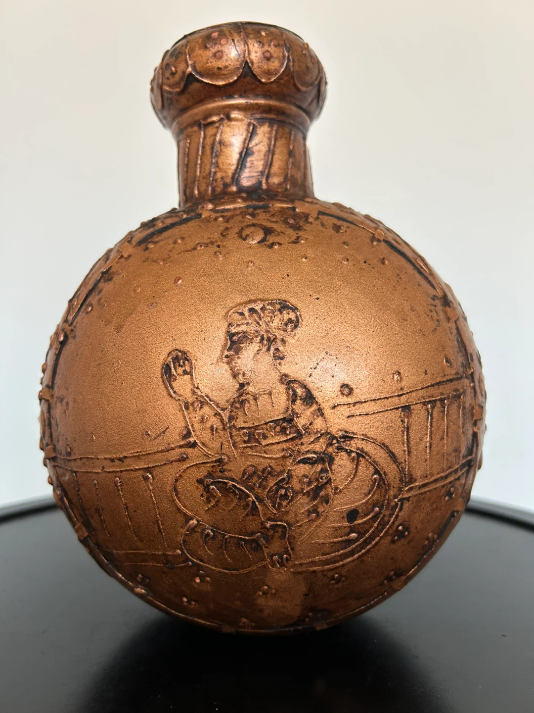 Indo-Persian  Globular Vase - Antiqued Copper Finish