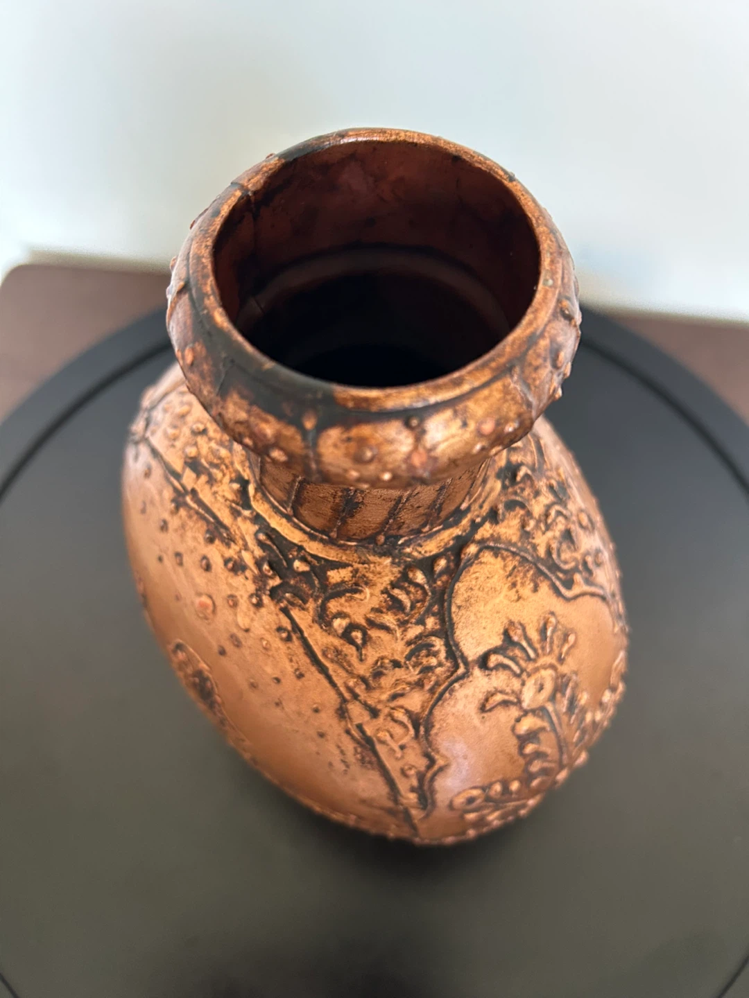 Indo-Persian  Globular Vase - Antiqued Copper Finish - photo 5