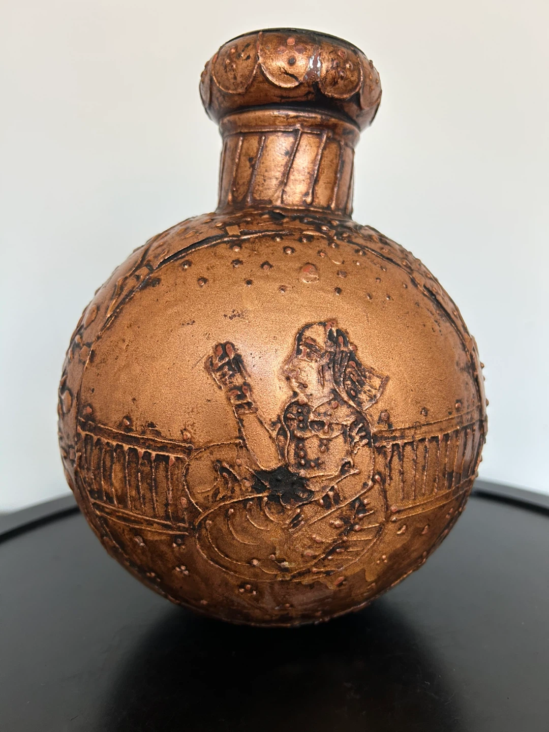 Indo-Persian  Globular Vase - Antiqued Copper Finish - photo 2