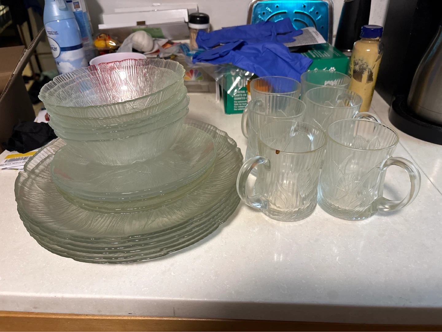 Glass Dinnerware Set with Mugs
