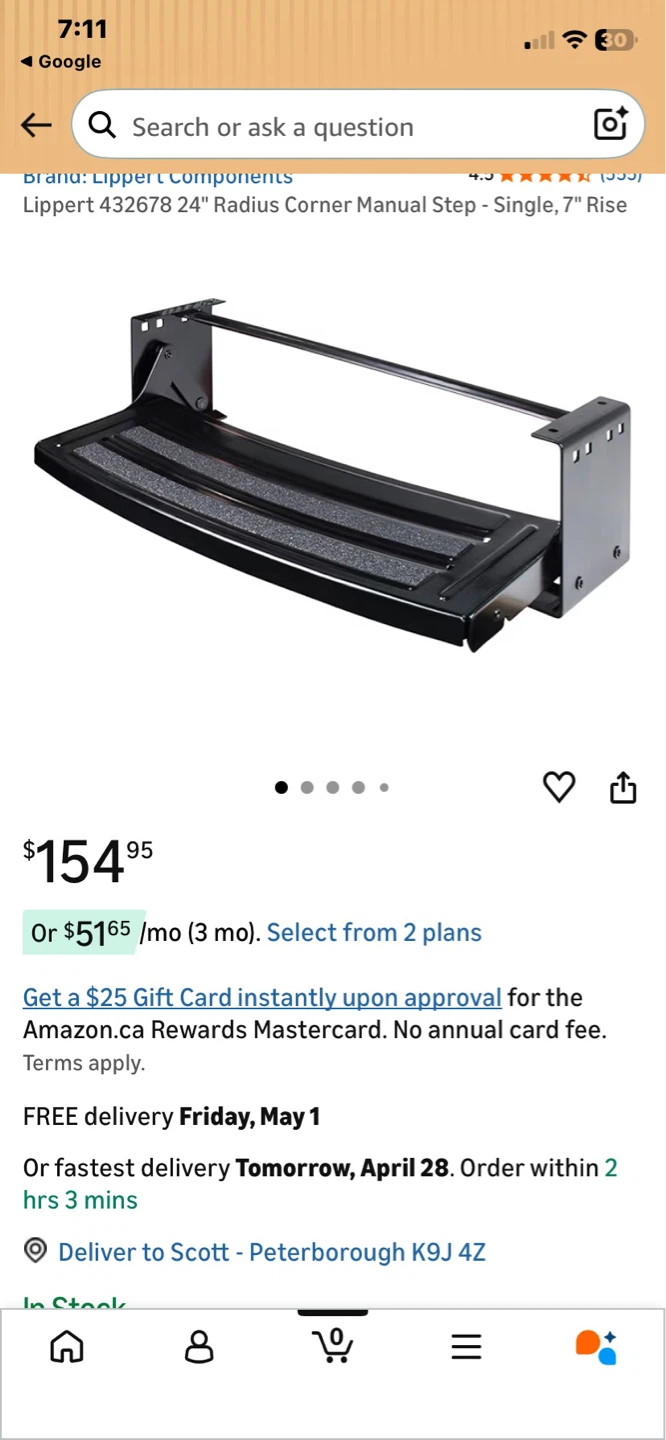 Lippert 24" Radius Corner Manual Step